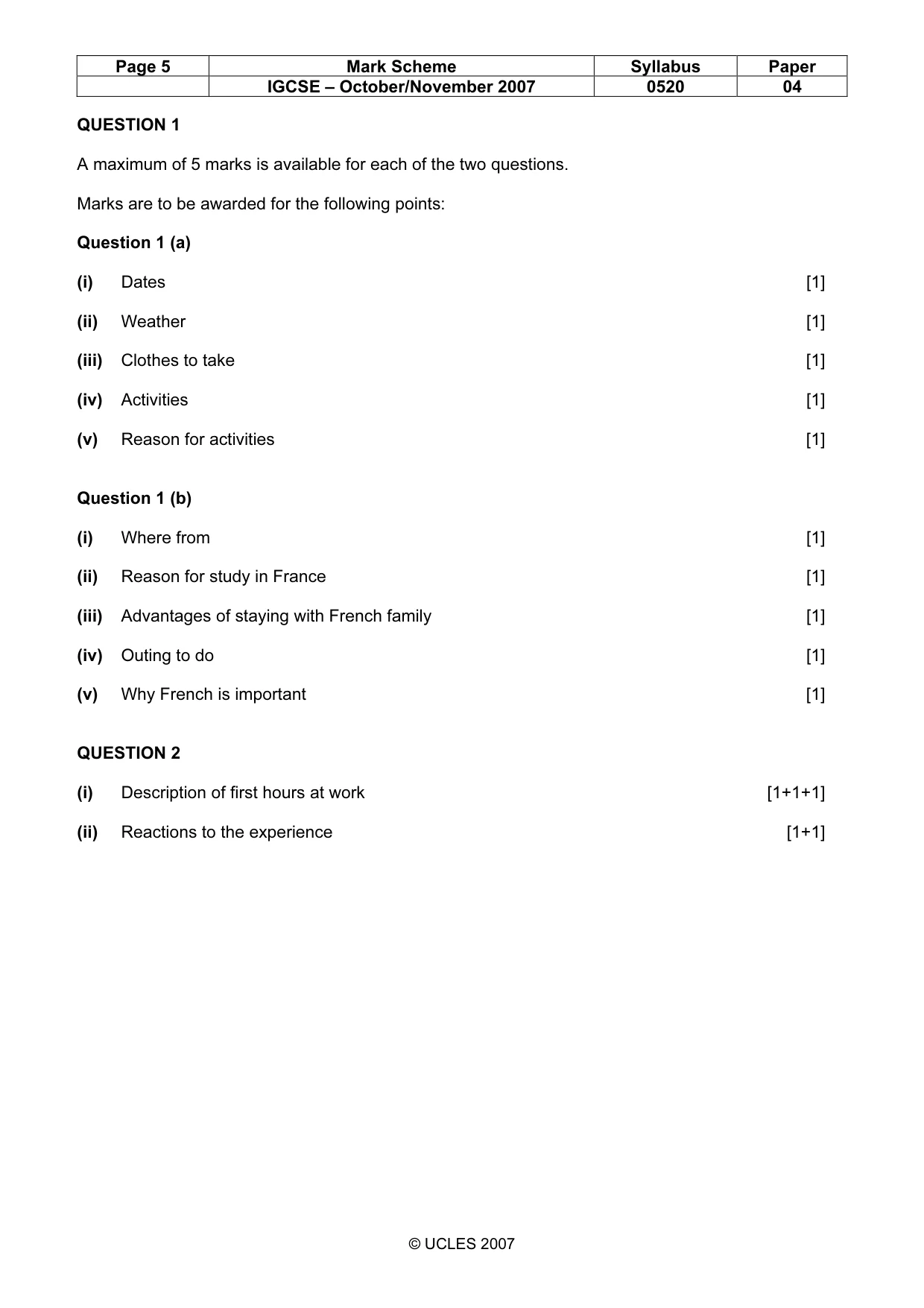 Mark scheme, page 5 of 16