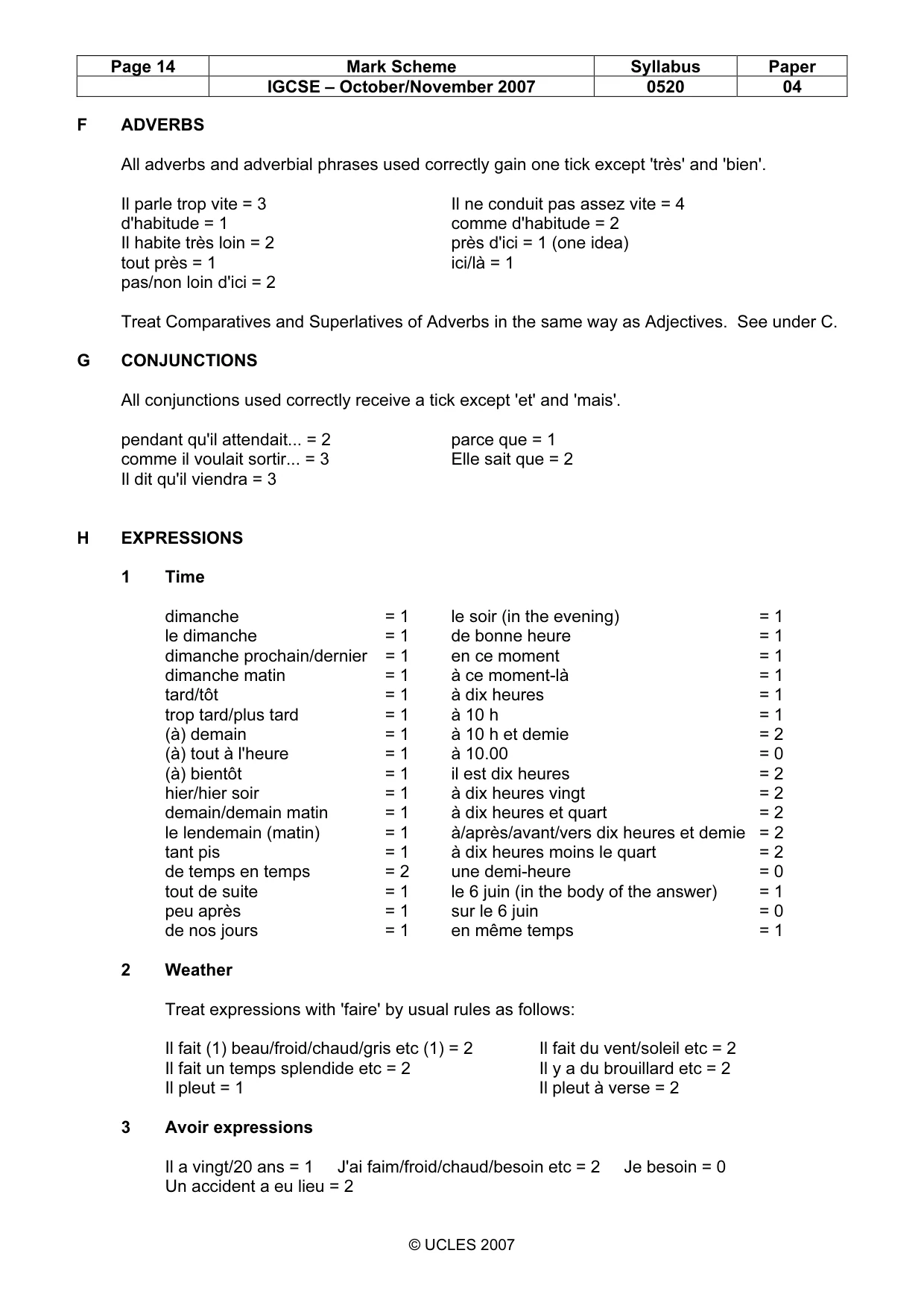 Mark scheme, page 14 of 16