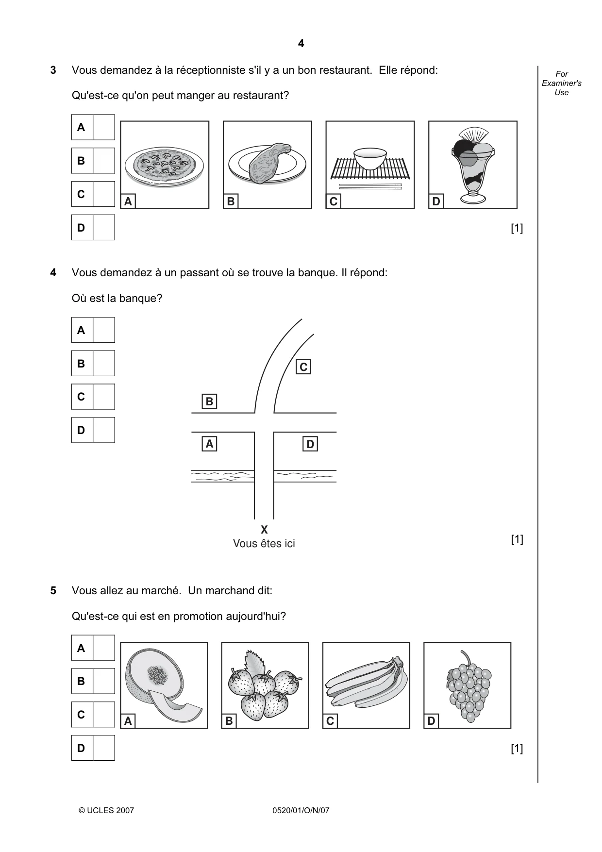 Cambridge IGCSE French - Foreign Language 0520 2007 Oct/Nov Paper 1 · Variant 1 question paper, page 4 of 12