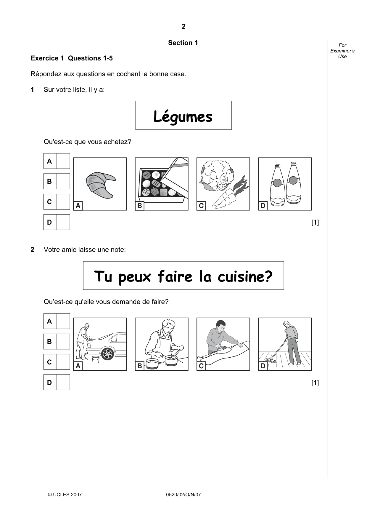 Cambridge IGCSE French - Foreign Language 0520 2007 Oct/Nov Paper 2 · Variant 1 question paper, page 2 of 16