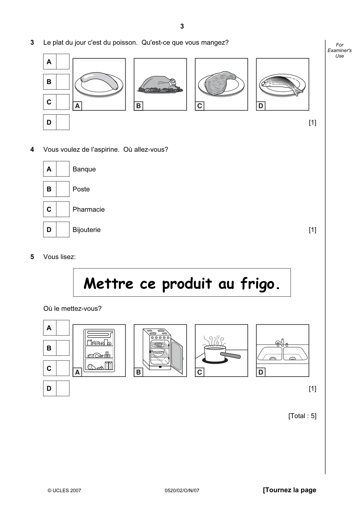 Cambridge IGCSE French - Foreign Language 0520 2007 Oct/Nov Paper 2 · Variant 1 question paper, page 3 of 16