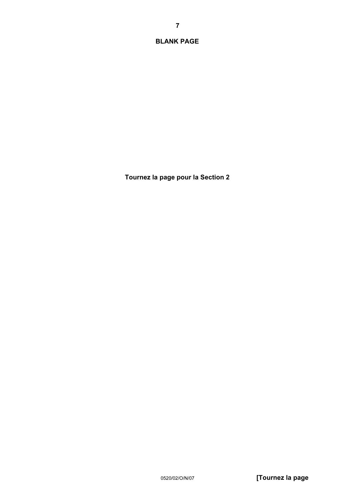 Cambridge IGCSE French - Foreign Language 0520 2007 Oct/Nov Paper 2 · Variant 1 question paper, page 7 of 16