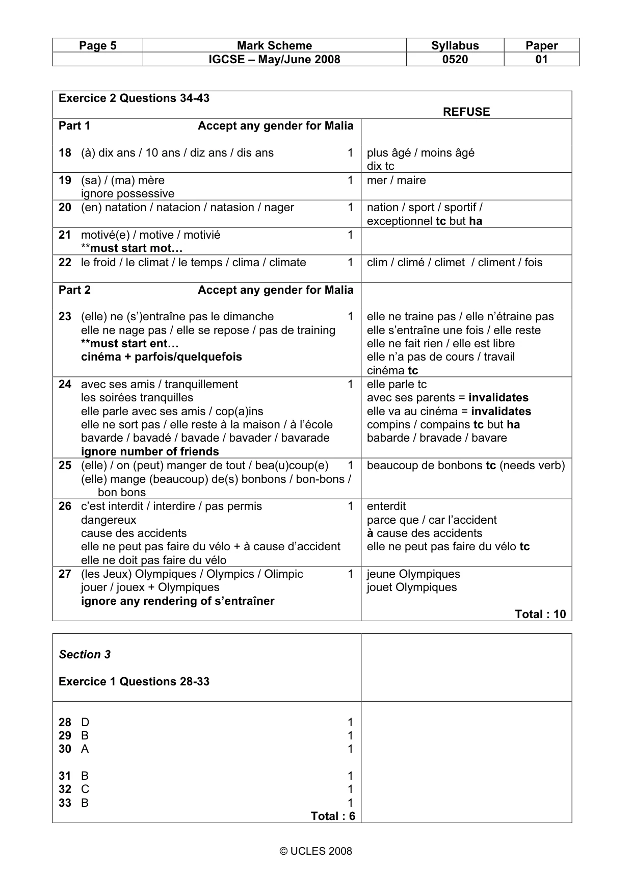 Mark scheme, page 5 of 7