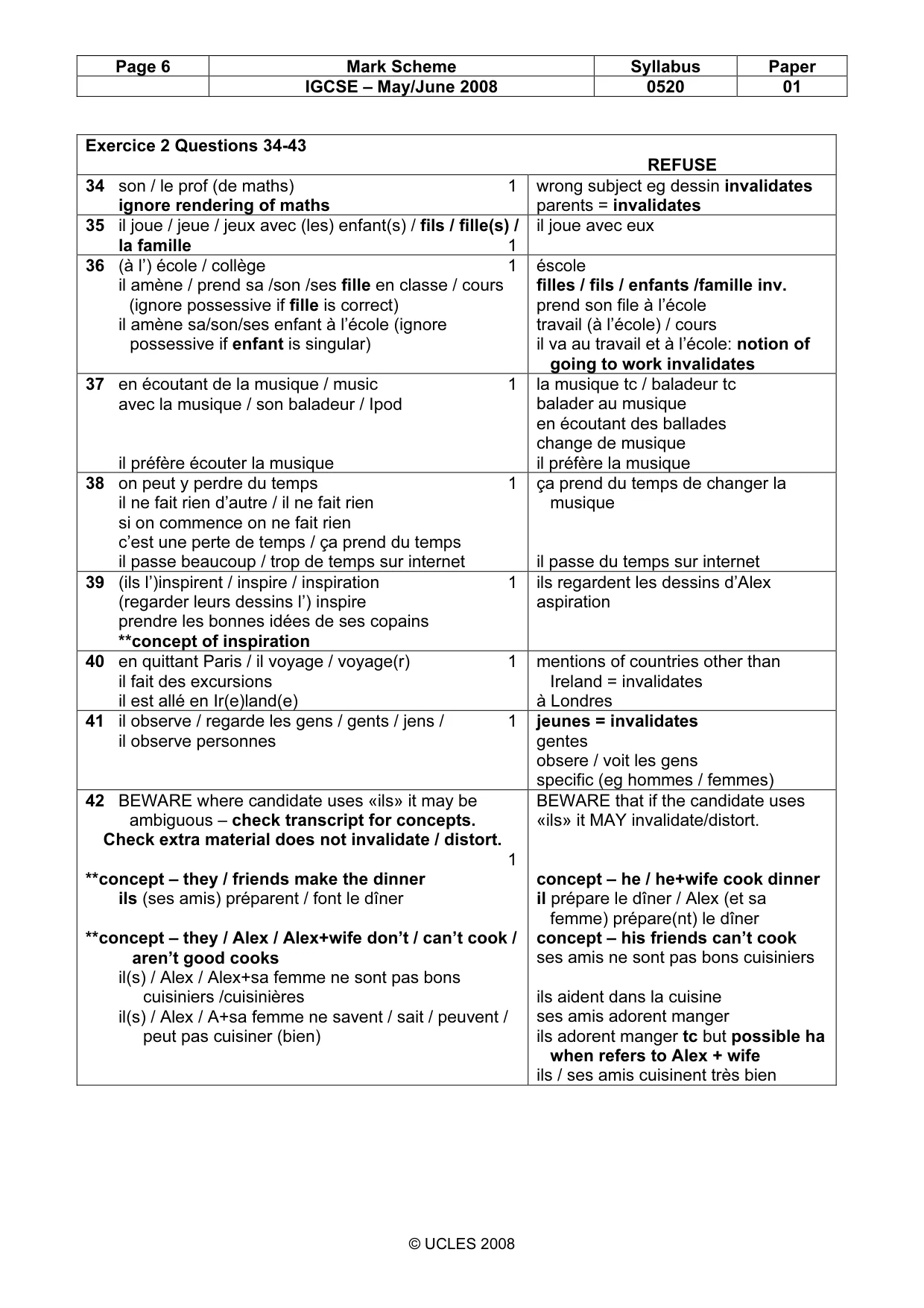 Mark scheme, page 6 of 7