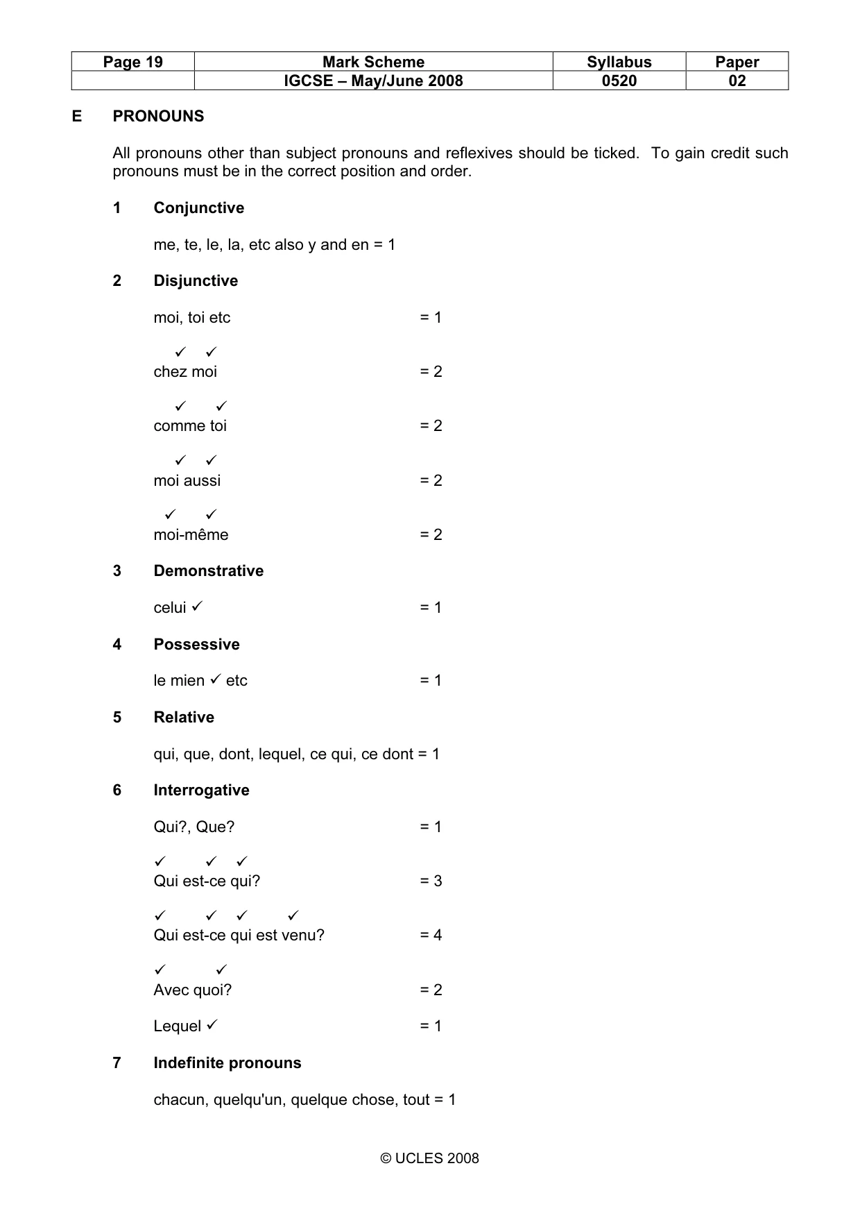 Mark scheme, page 19 of 31