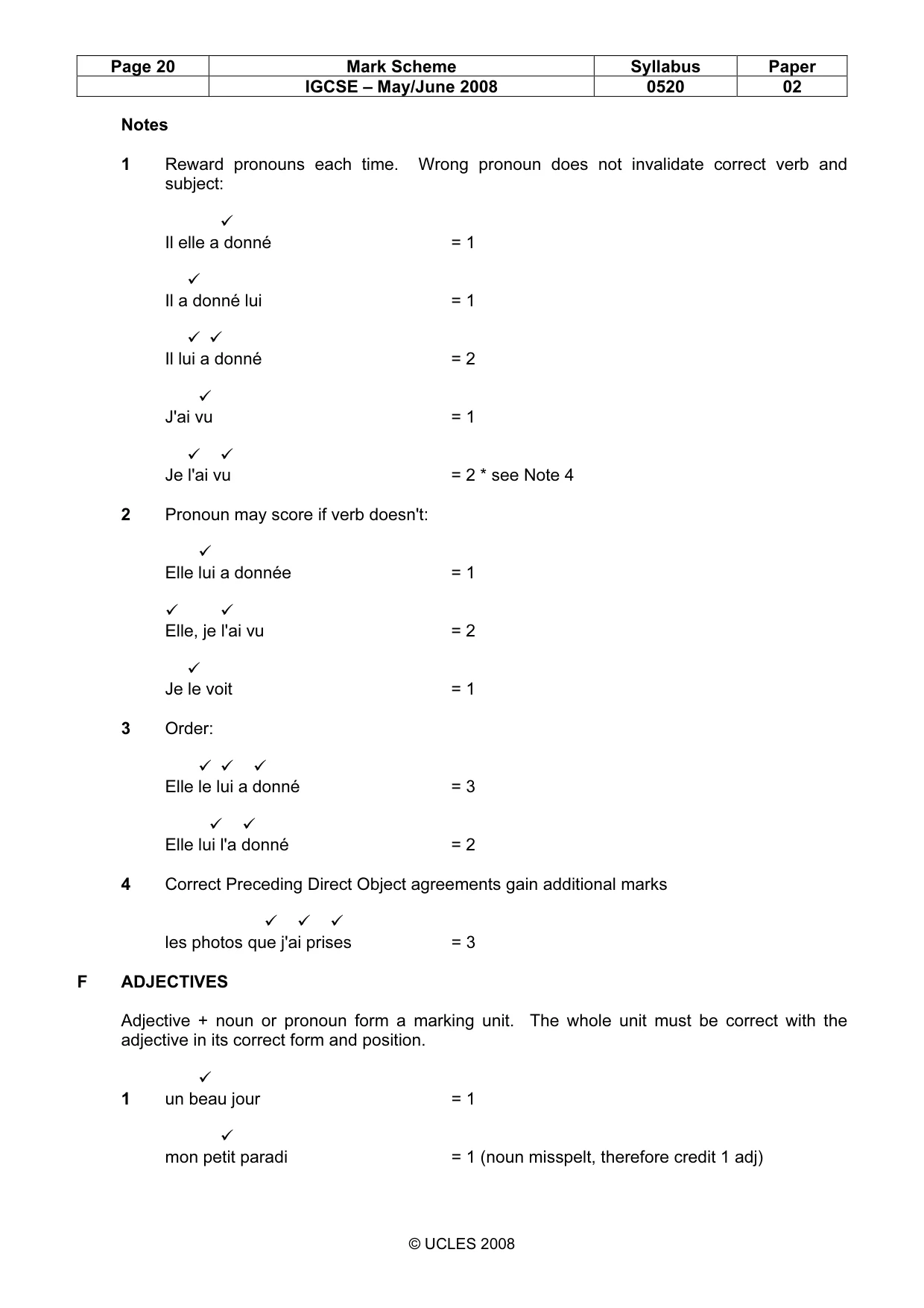 Mark scheme, page 20 of 31
