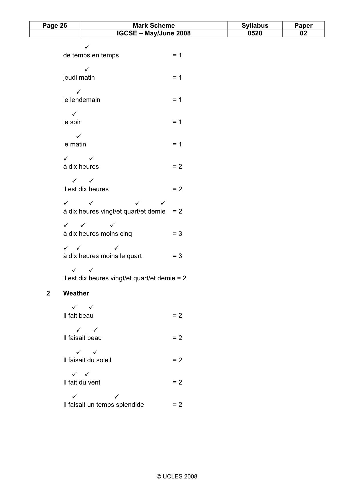 Mark scheme, page 26 of 31
