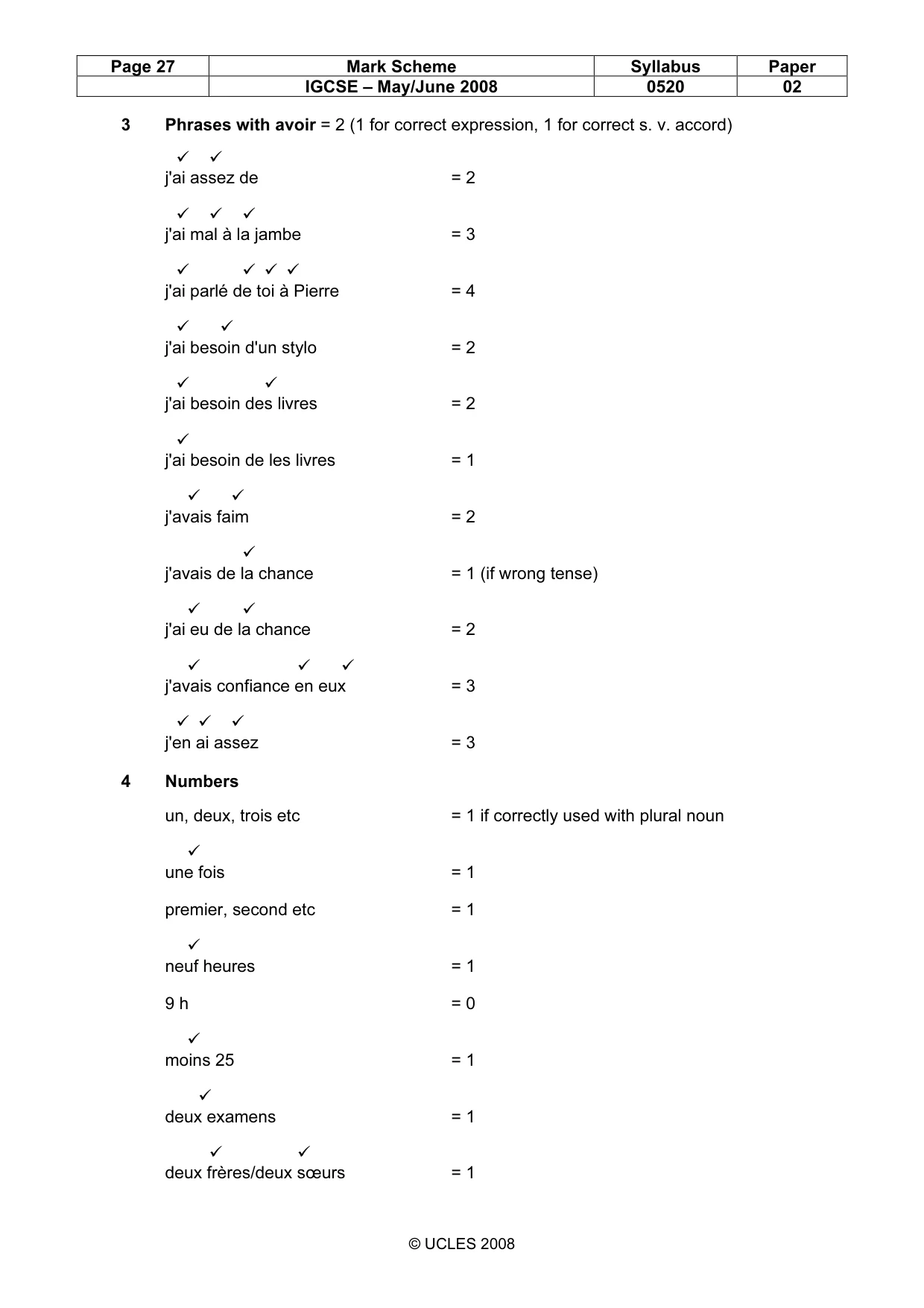 Mark scheme, page 27 of 31