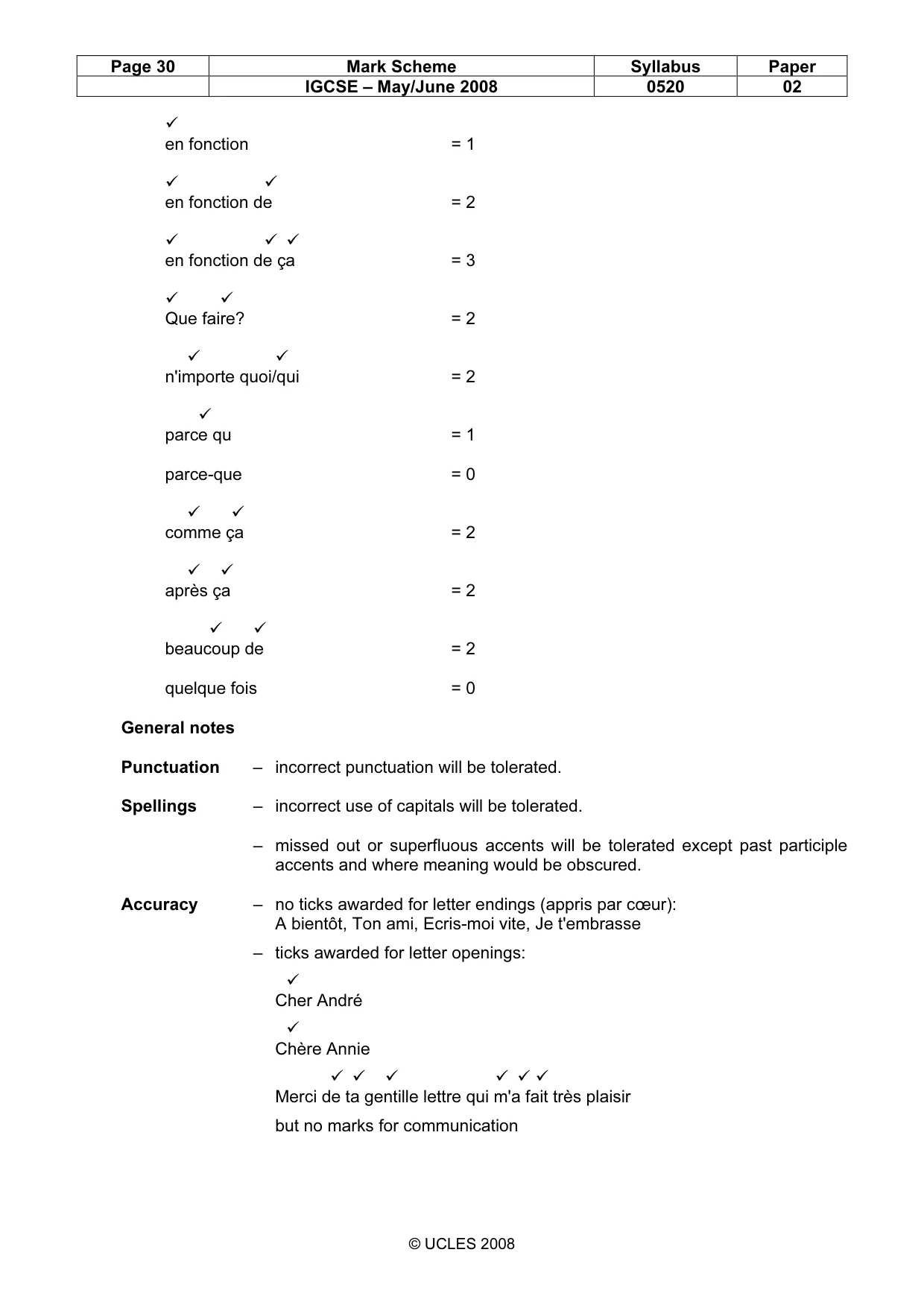 Mark scheme, page 30 of 31