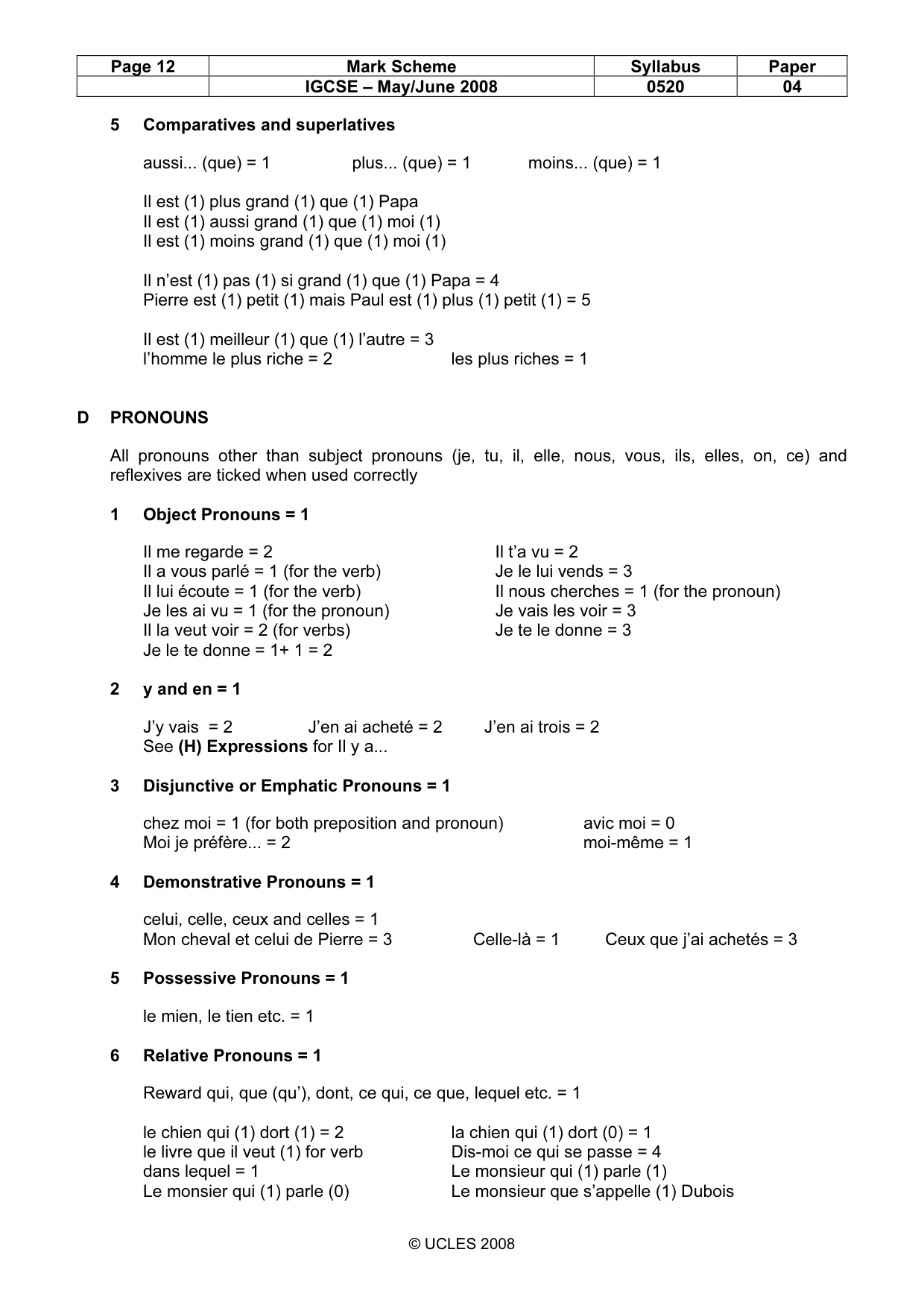 Mark scheme, page 12 of 16
