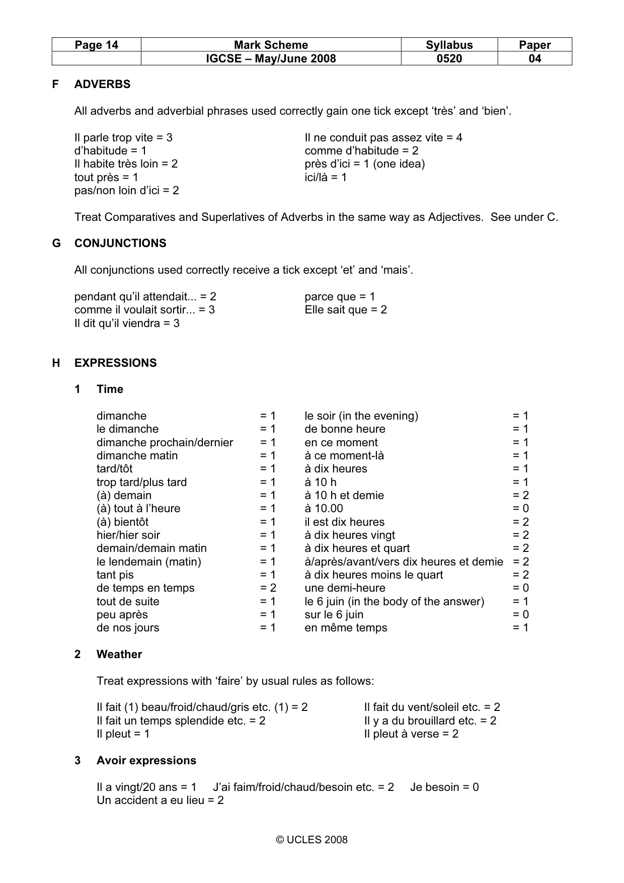Mark scheme, page 14 of 16