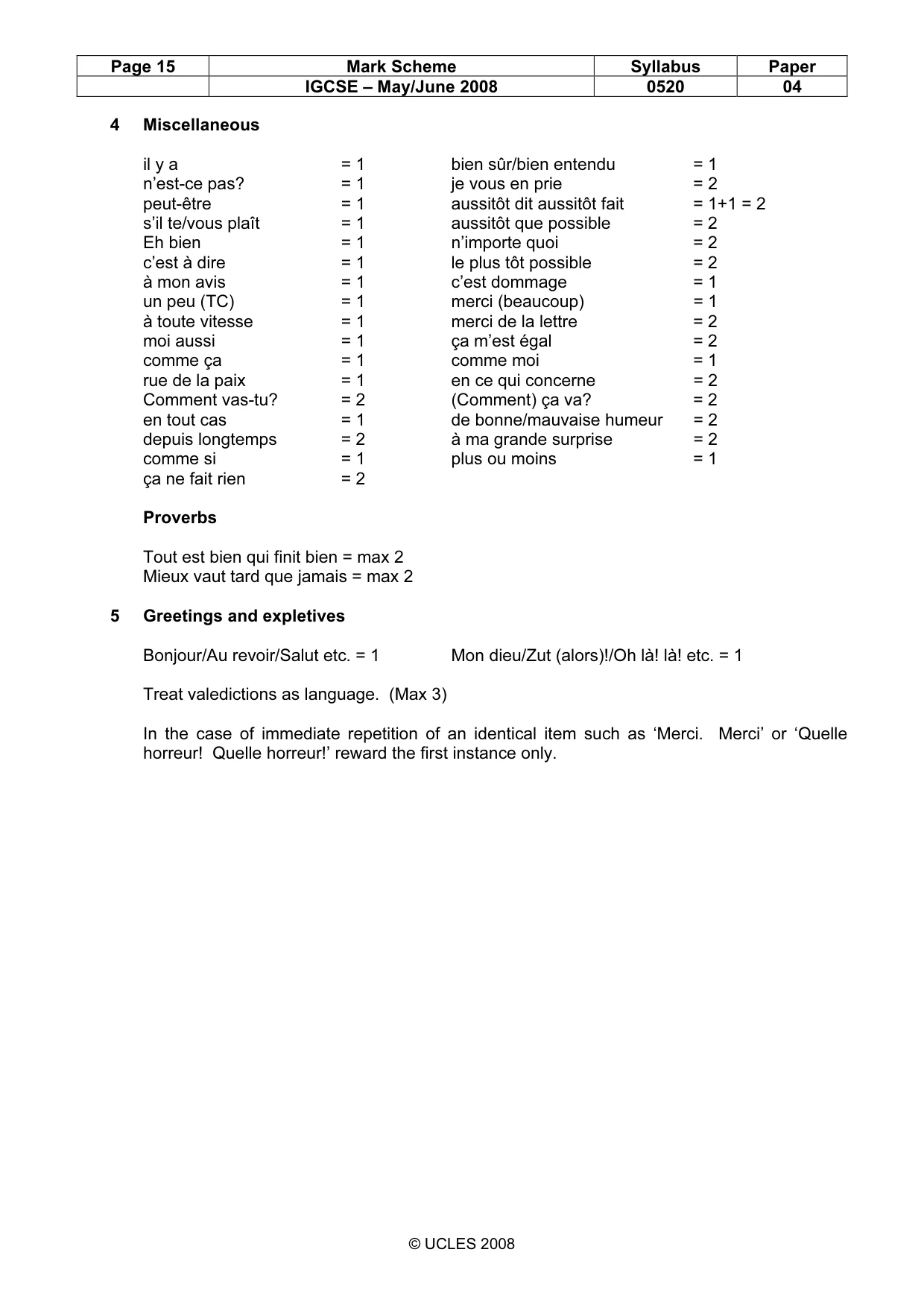 Mark scheme, page 15 of 16