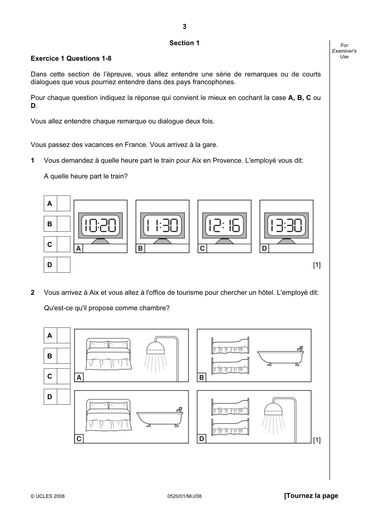 Cambridge IGCSE French - Foreign Language 0520 2008 May/June Paper 1 · Variant 1 question paper, page 3 of 12