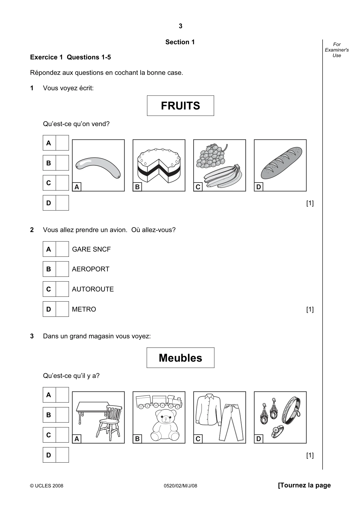 Cambridge IGCSE French - Foreign Language 0520 2008 May/June Paper 2 · Variant 1 question paper, page 3 of 16