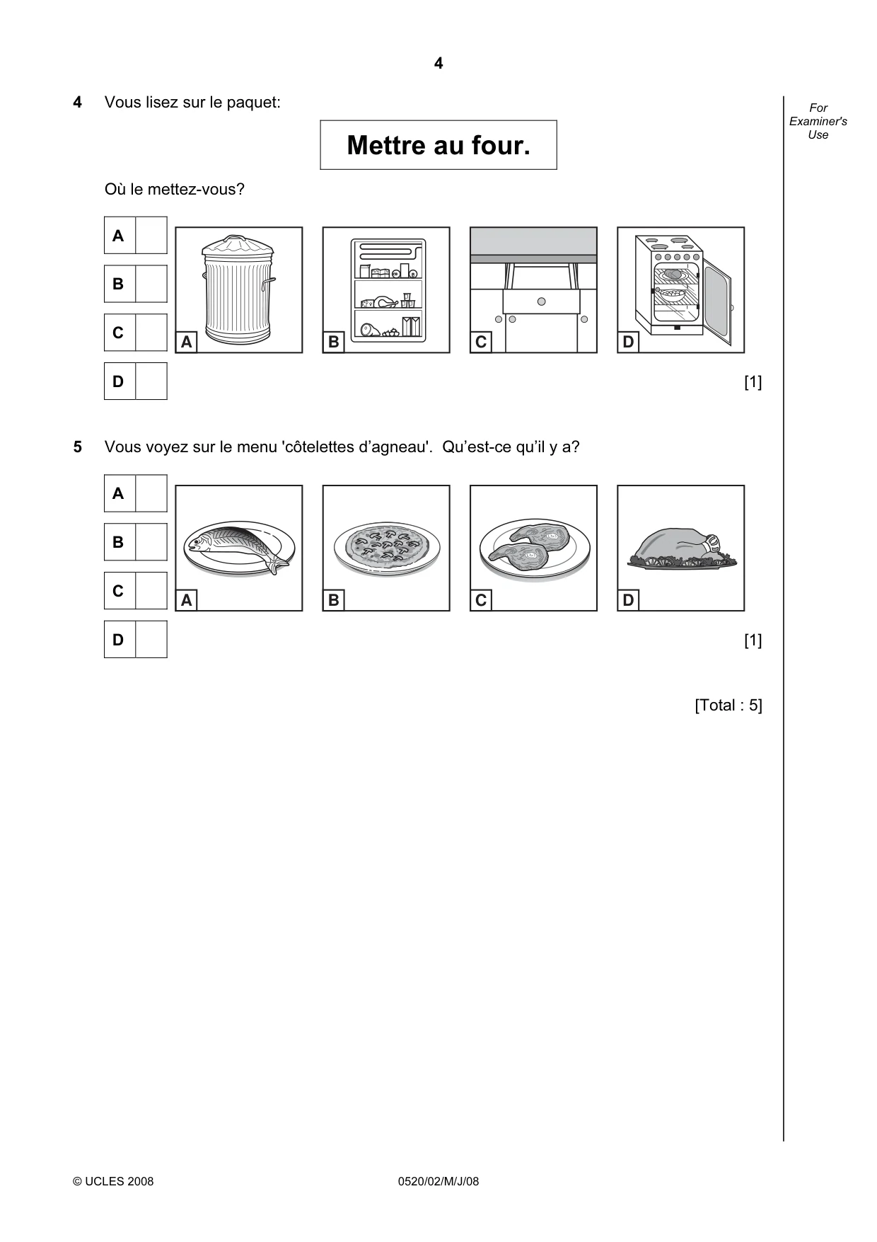 Cambridge IGCSE French - Foreign Language 0520 2008 May/June Paper 2 · Variant 1 question paper, page 4 of 16