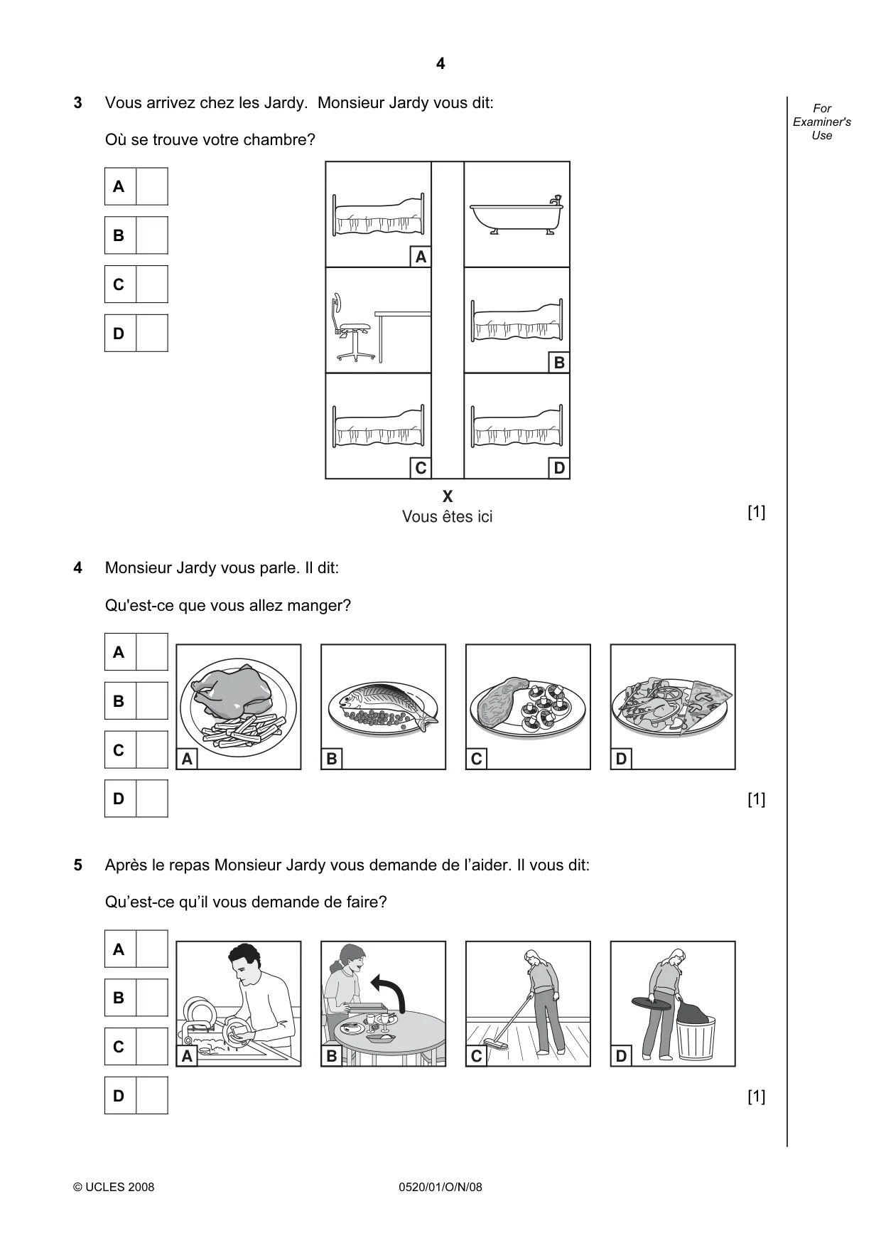 Cambridge IGCSE French - Foreign Language 0520 2008 Oct/Nov Paper 1 · Variant 0 question paper, page 4 of 12