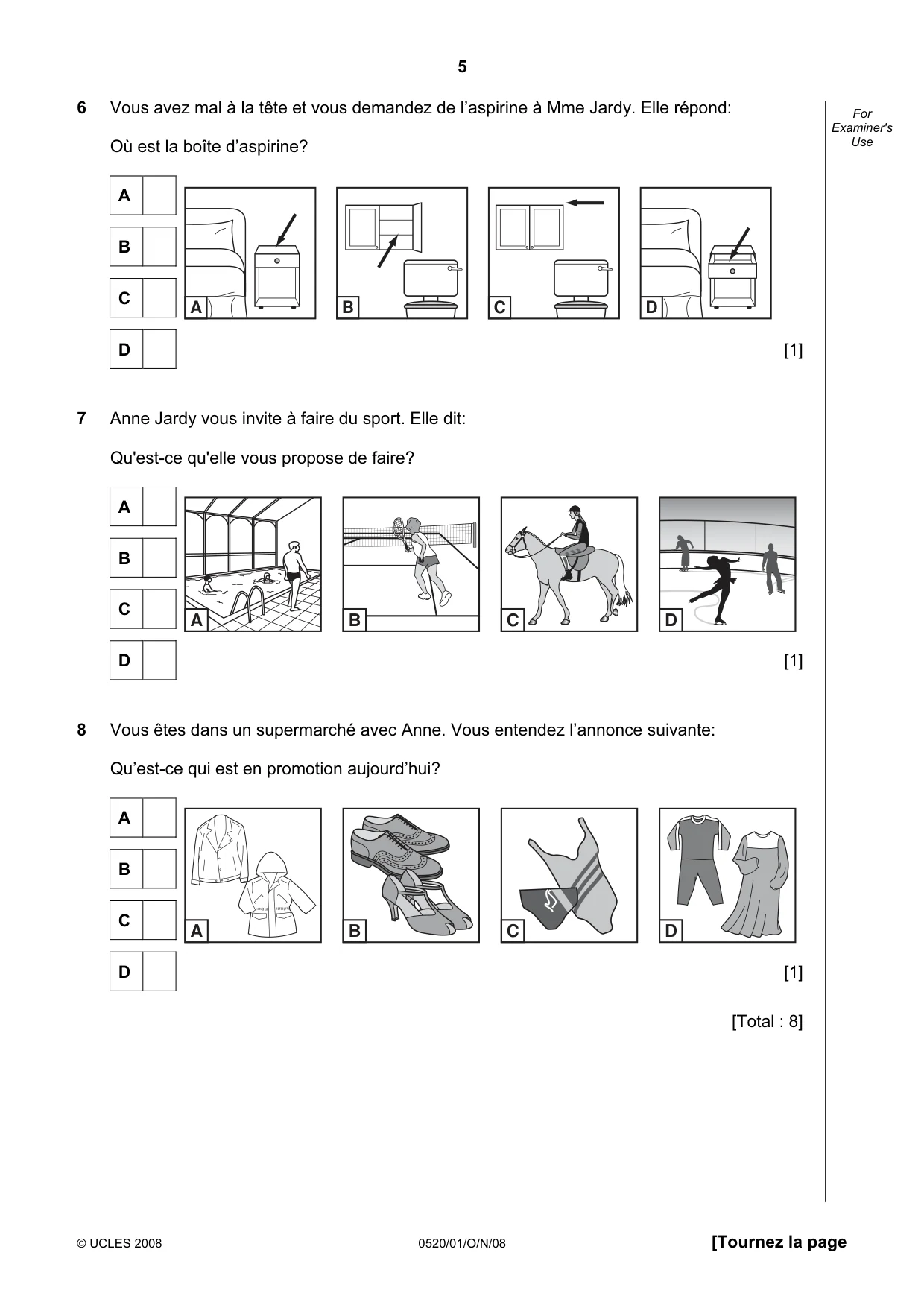 Cambridge IGCSE French - Foreign Language 0520 2008 Oct/Nov Paper 1 · Variant 0 question paper, page 5 of 12