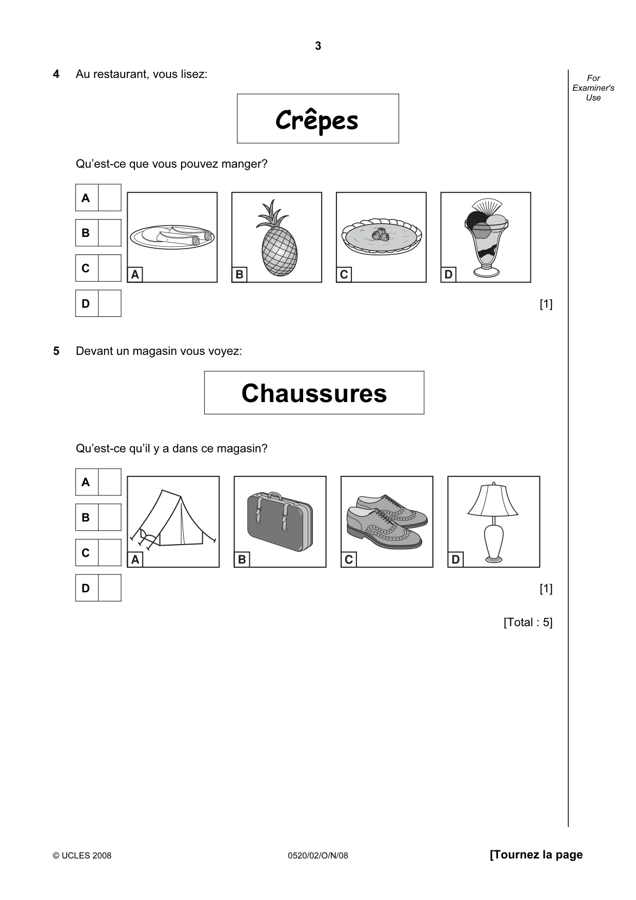 Cambridge IGCSE French - Foreign Language 0520 2008 Oct/Nov Paper 2 · Variant 0 question paper, page 3 of 16