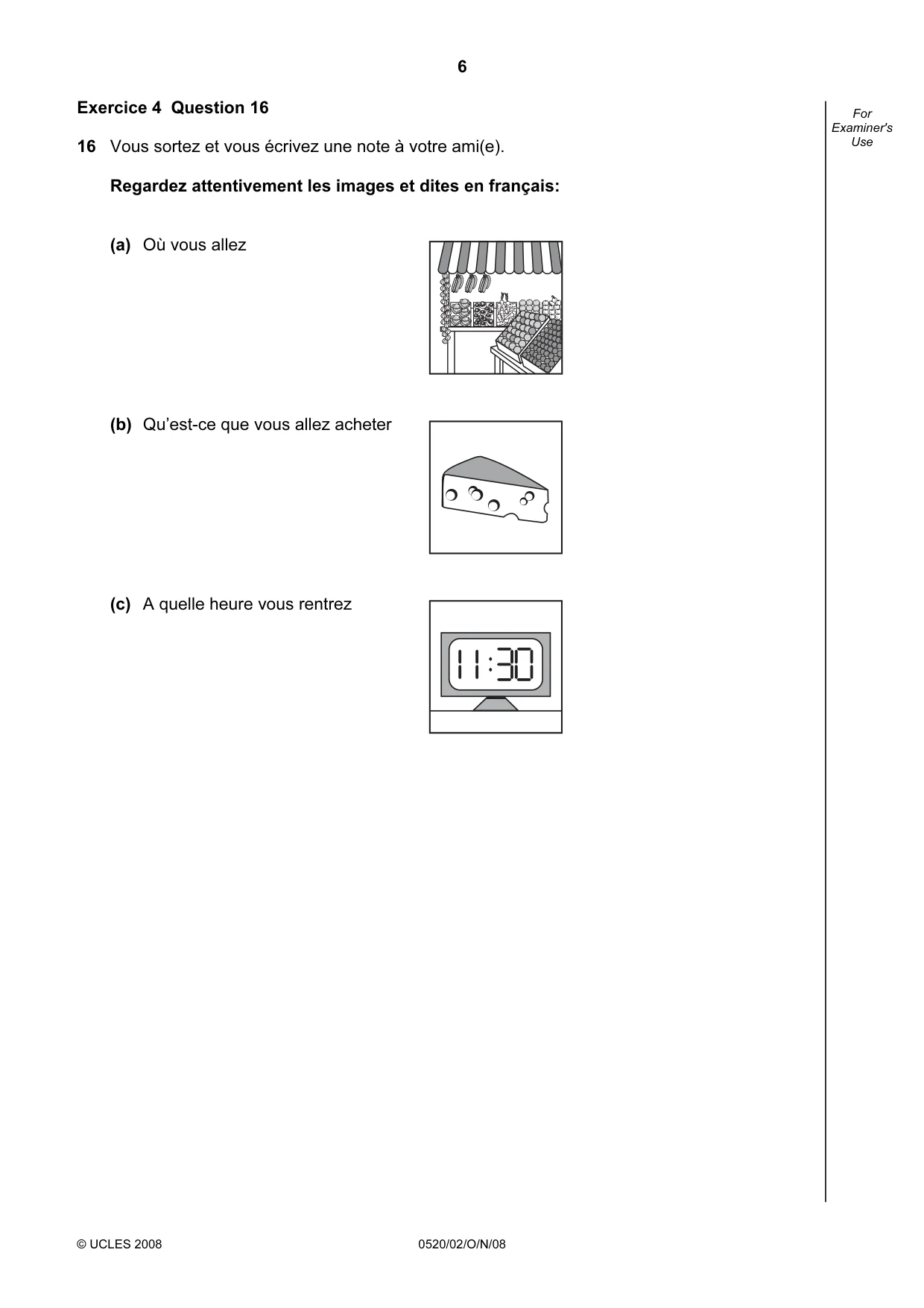 Cambridge IGCSE French - Foreign Language 0520 2008 Oct/Nov Paper 2 · Variant 0 question paper, page 6 of 16