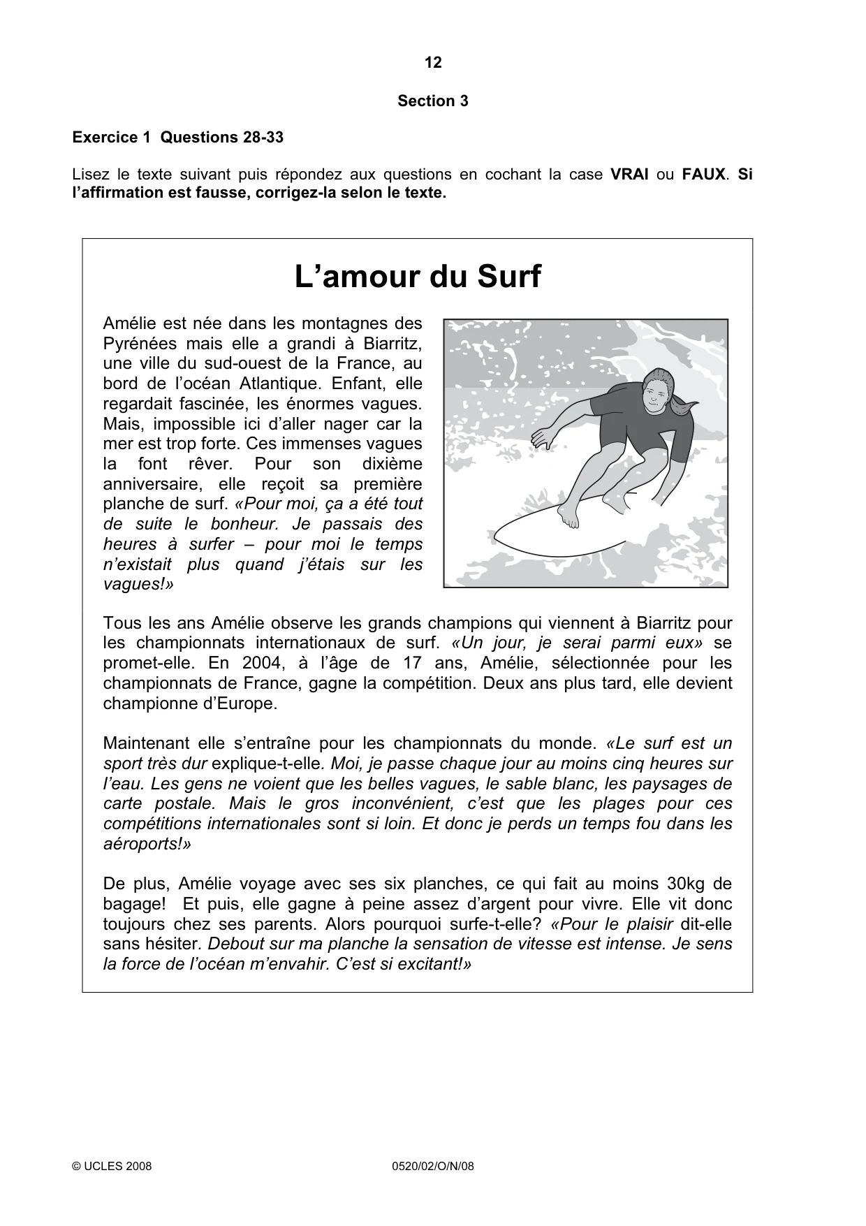 Cambridge IGCSE French - Foreign Language 0520 2008 Oct/Nov Paper 2 · Variant 0 question paper, page 12 of 16
