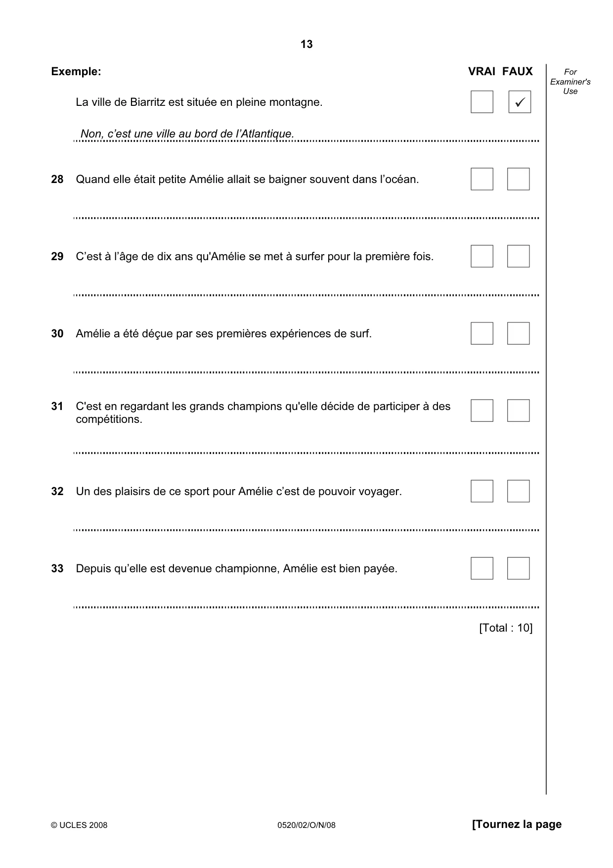 Cambridge IGCSE French - Foreign Language 0520 2008 Oct/Nov Paper 2 · Variant 0 question paper, page 13 of 16