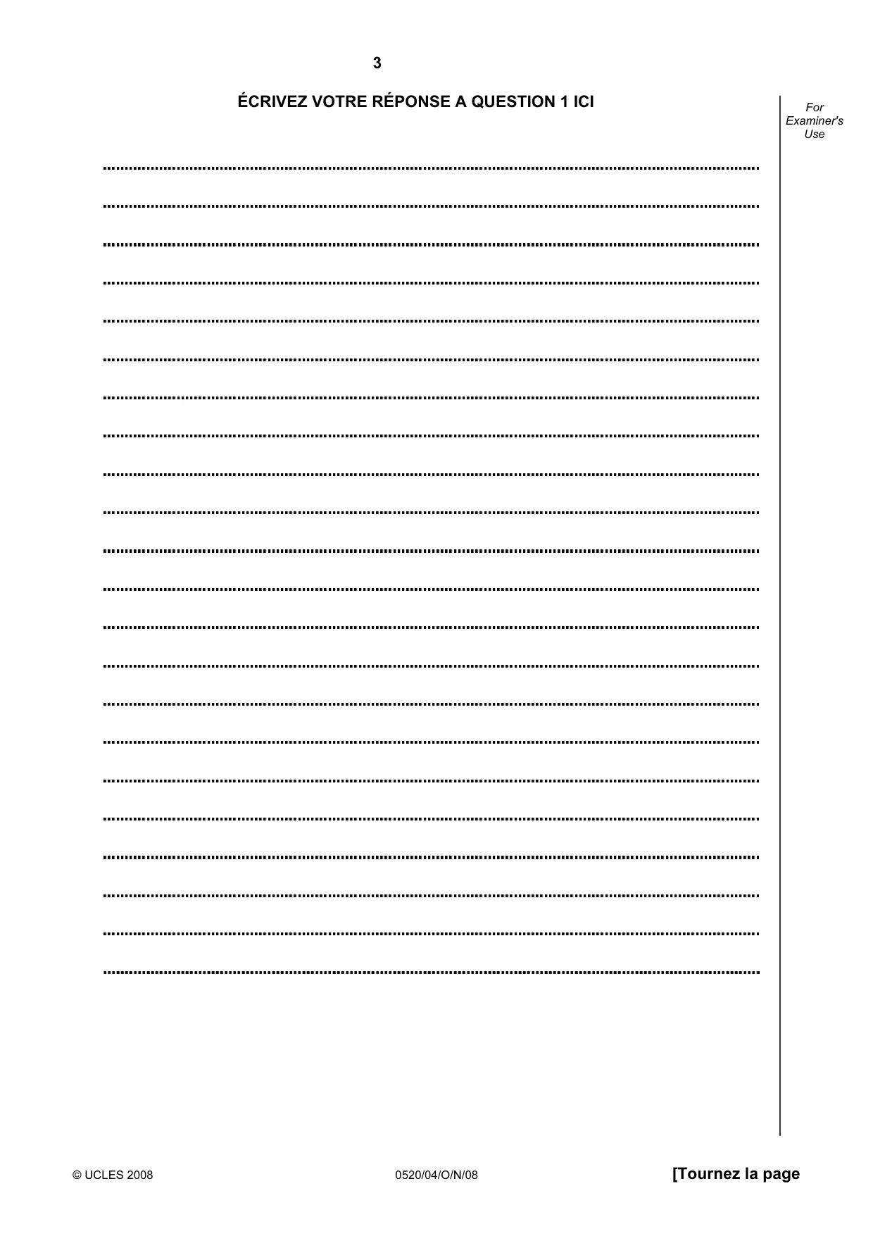 Cambridge IGCSE French - Foreign Language 0520 2008 Oct/Nov Paper 4 · Variant 0 question paper, page 3 of 4