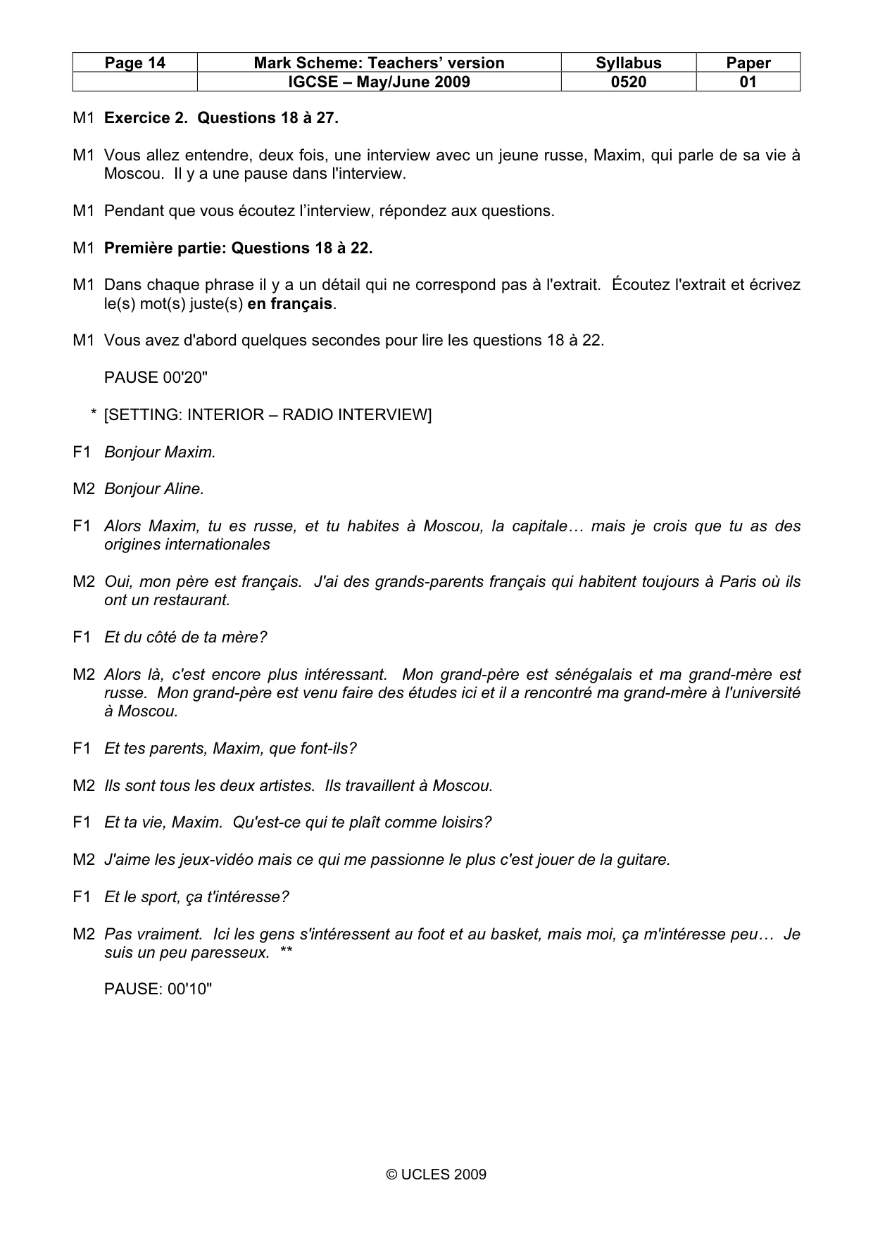 Mark scheme, page 14 of 19