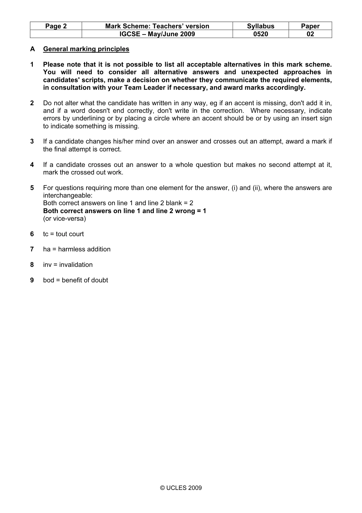 Mark scheme, page 2 of 11