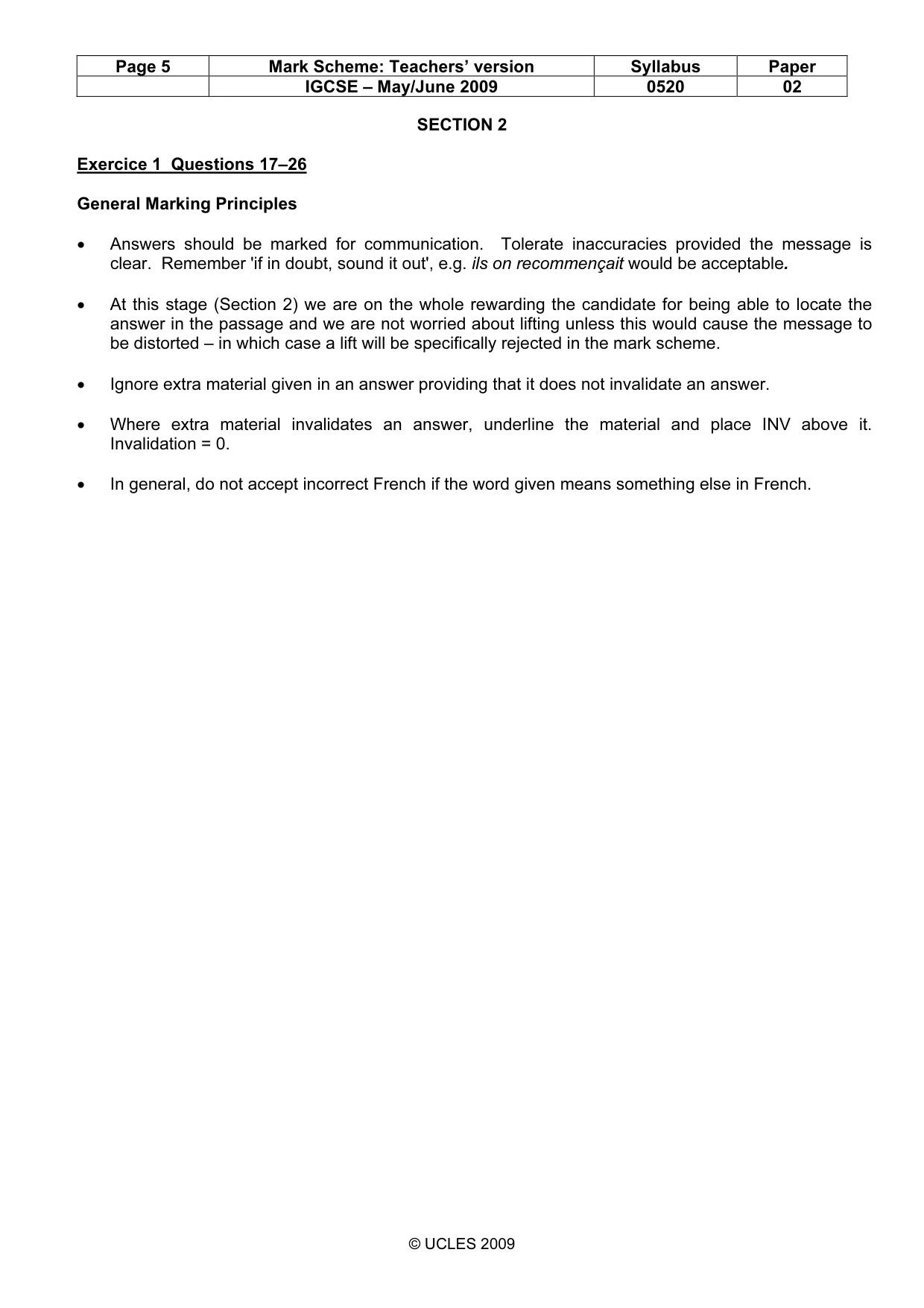 Mark scheme, page 5 of 11