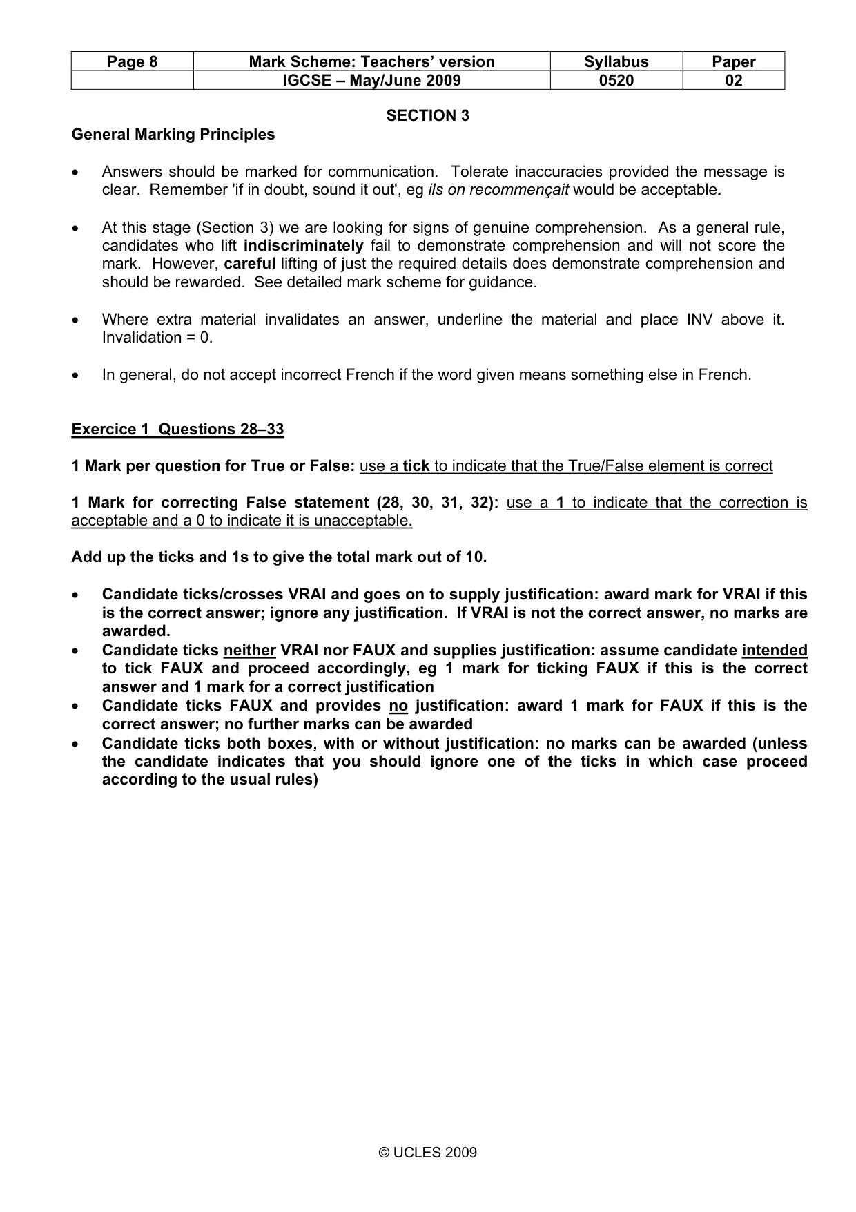 Mark scheme, page 8 of 11