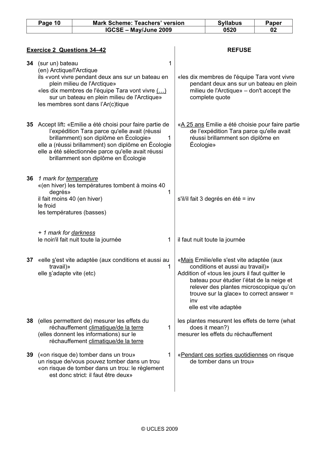 Mark scheme, page 10 of 11