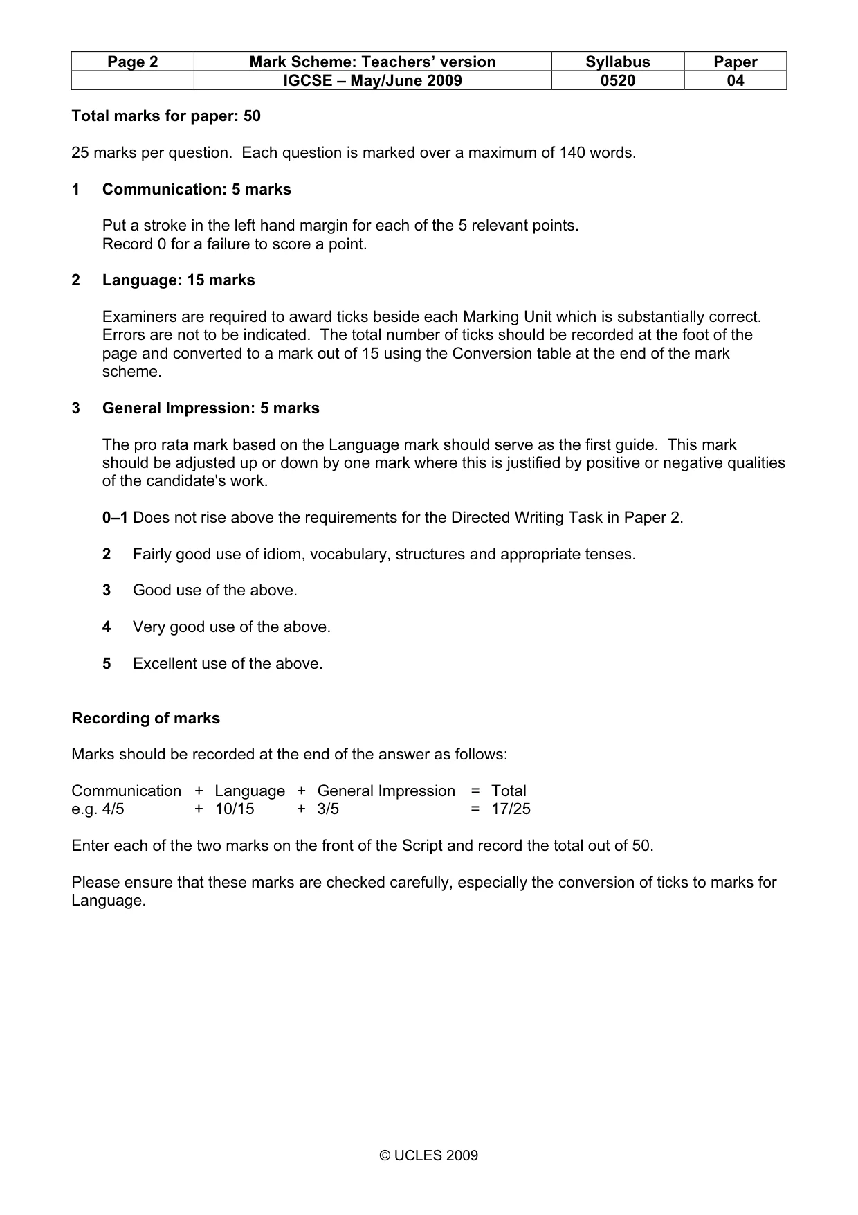 Mark scheme, page 2 of 17