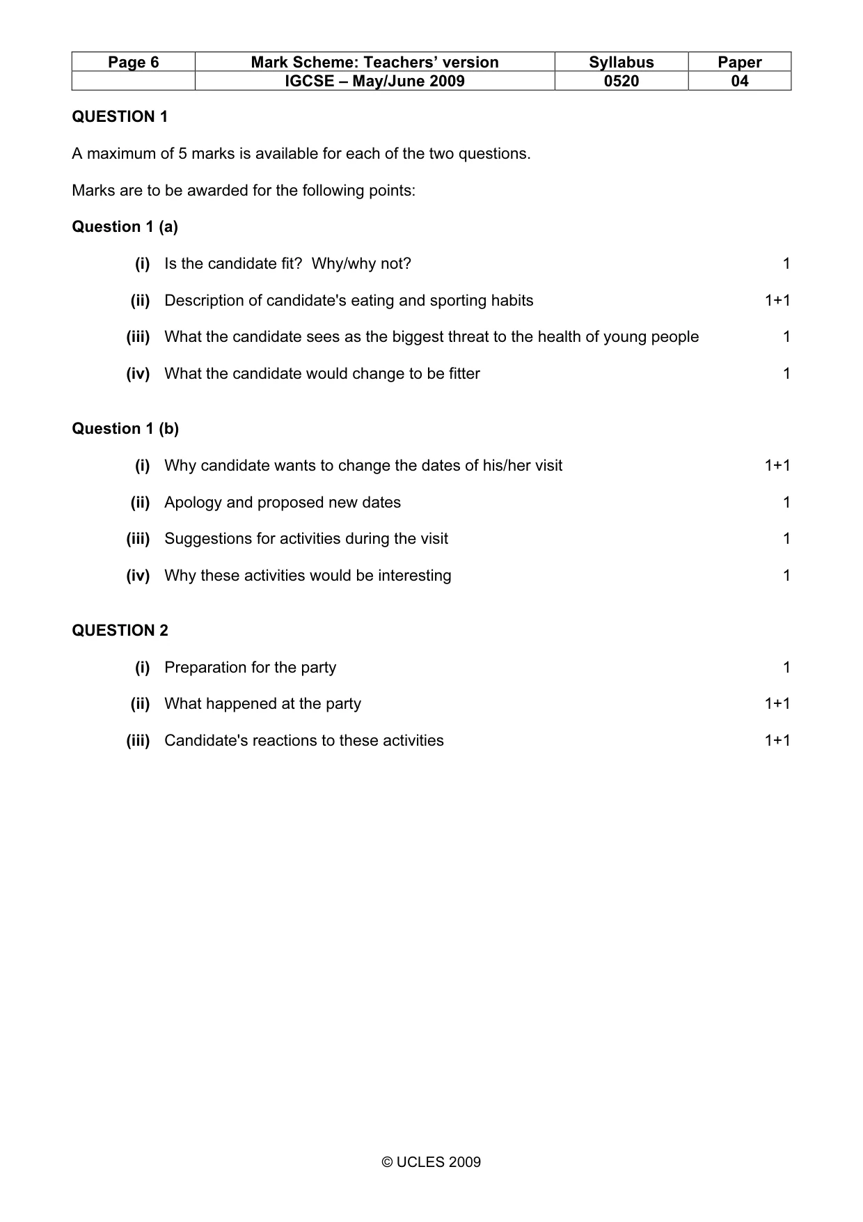 Mark scheme, page 6 of 17