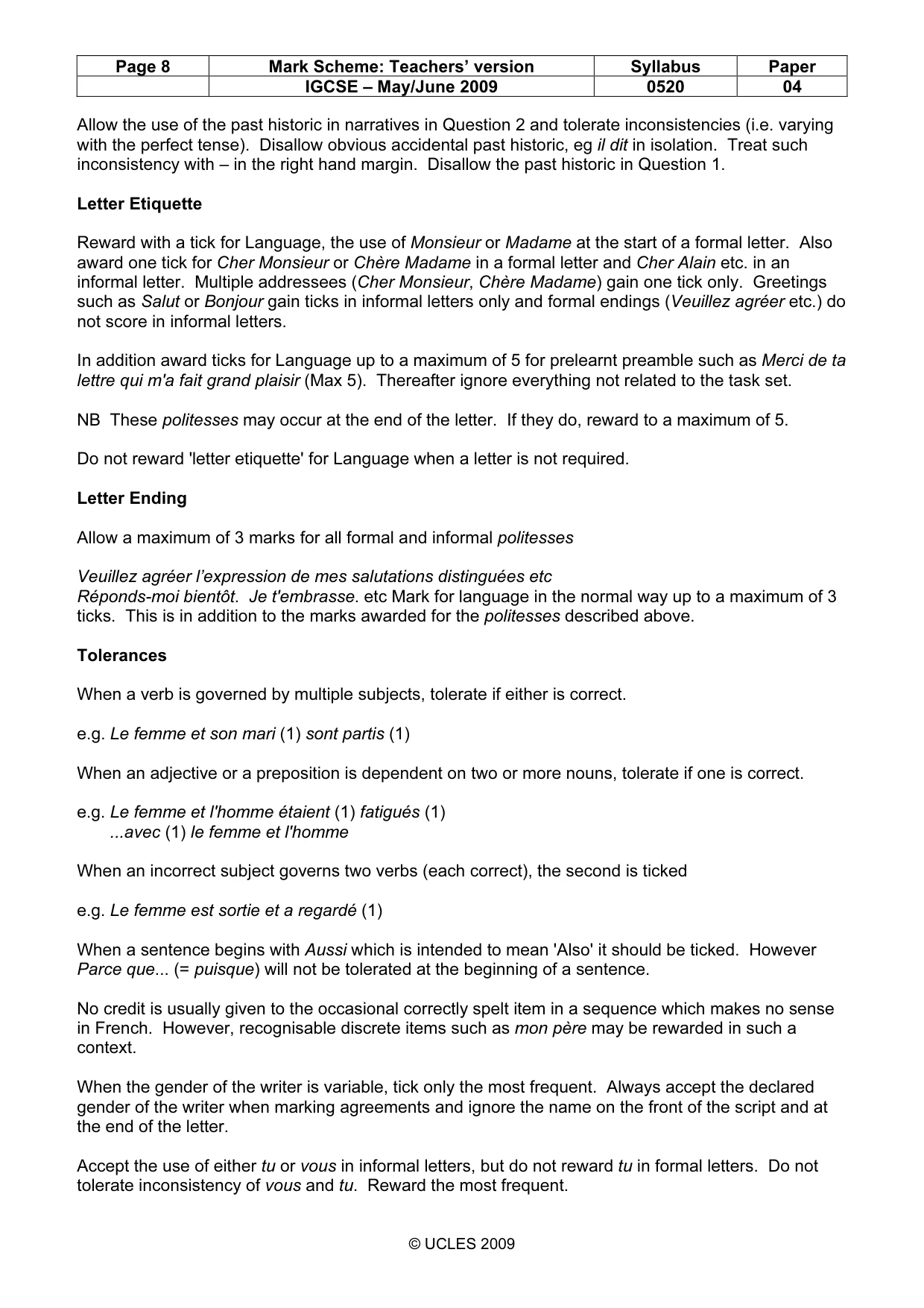 Mark scheme, page 8 of 17