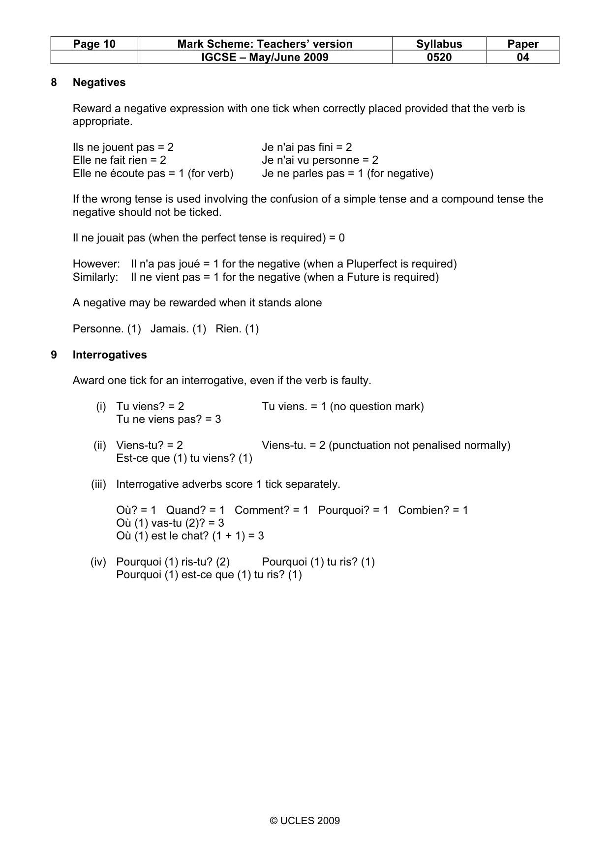 Mark scheme, page 10 of 17