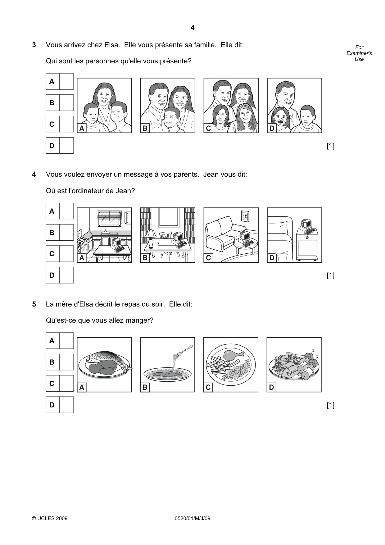 Cambridge IGCSE French - Foreign Language 0520 2009 May/June Paper 1 · Variant 1 question paper, page 4 of 12