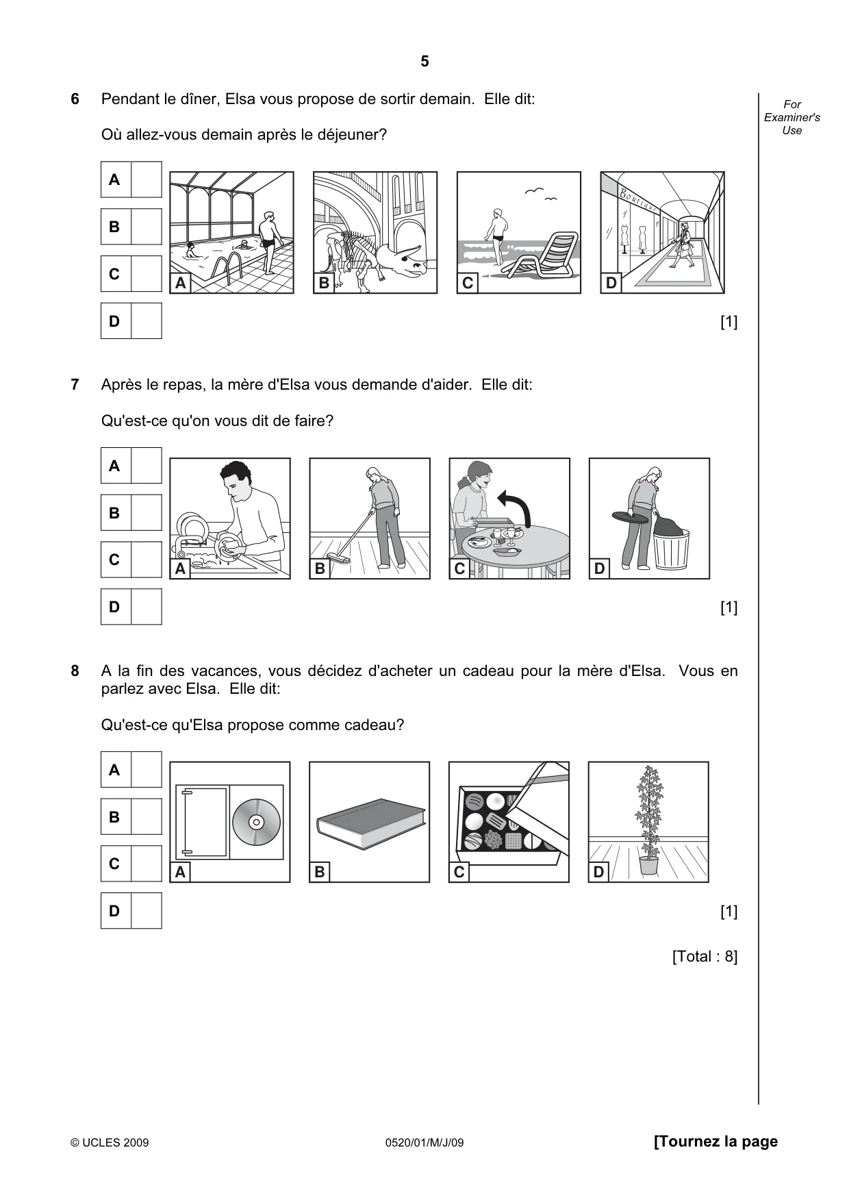 Cambridge IGCSE French - Foreign Language 0520 2009 May/June Paper 1 · Variant 1 question paper, page 5 of 12