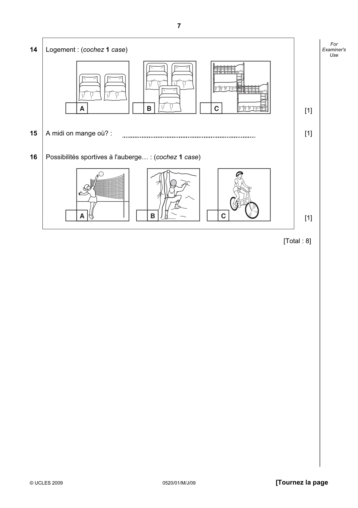 Cambridge IGCSE French - Foreign Language 0520 2009 May/June Paper 1 · Variant 1 question paper, page 7 of 12