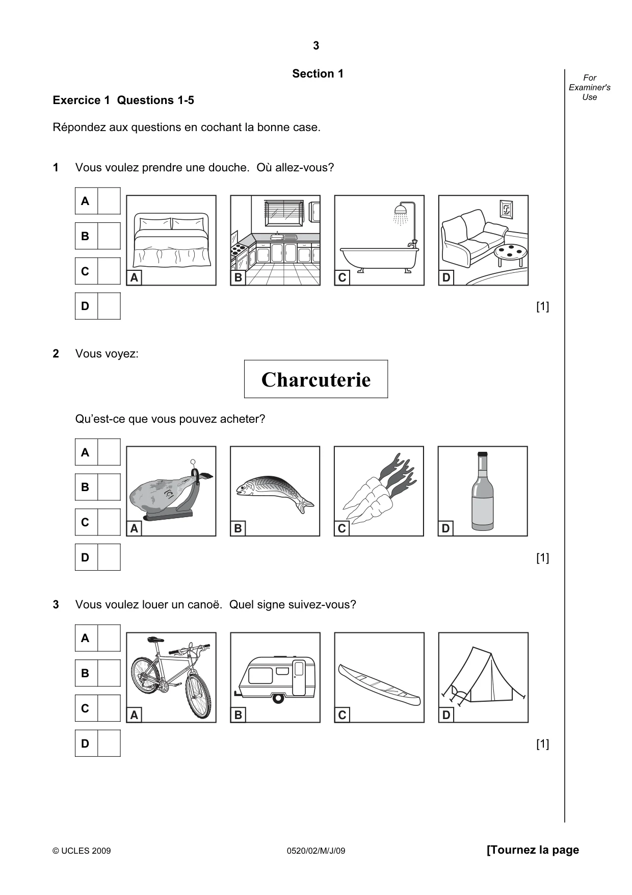 Cambridge IGCSE French - Foreign Language 0520 2009 May/June Paper 2 · Variant 1 question paper, page 3 of 16