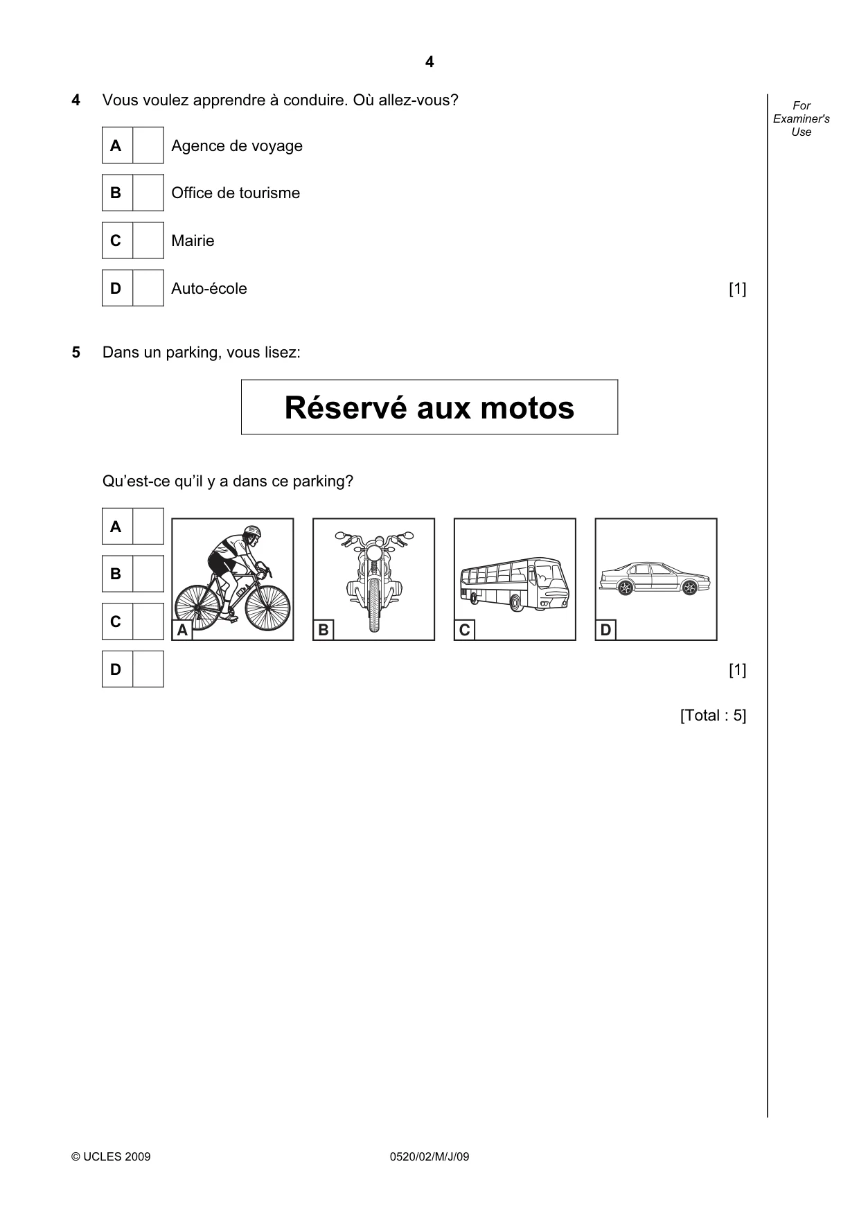 Cambridge IGCSE French - Foreign Language 0520 2009 May/June Paper 2 · Variant 1 question paper, page 4 of 16