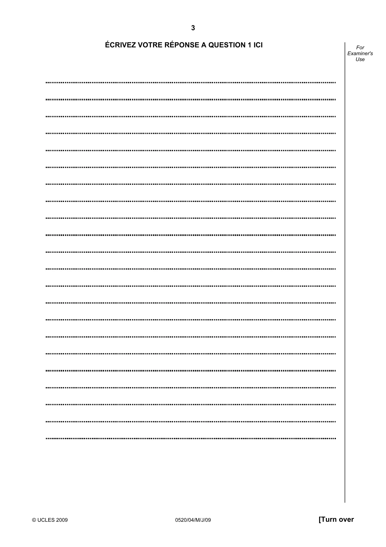 Cambridge IGCSE French - Foreign Language 0520 2009 May/June Paper 4 · Variant 1 question paper, page 3 of 4