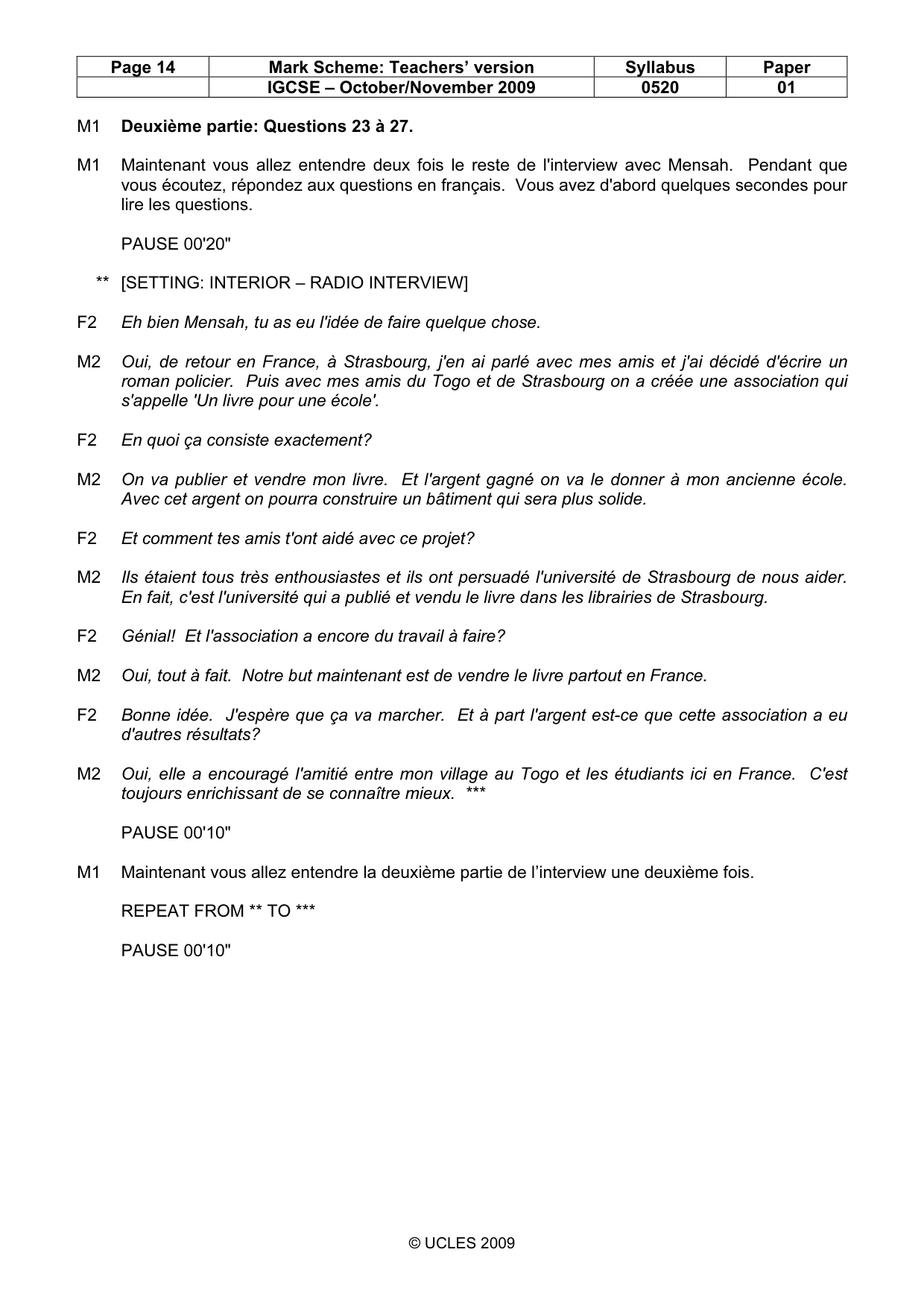 Mark scheme, page 14 of 18