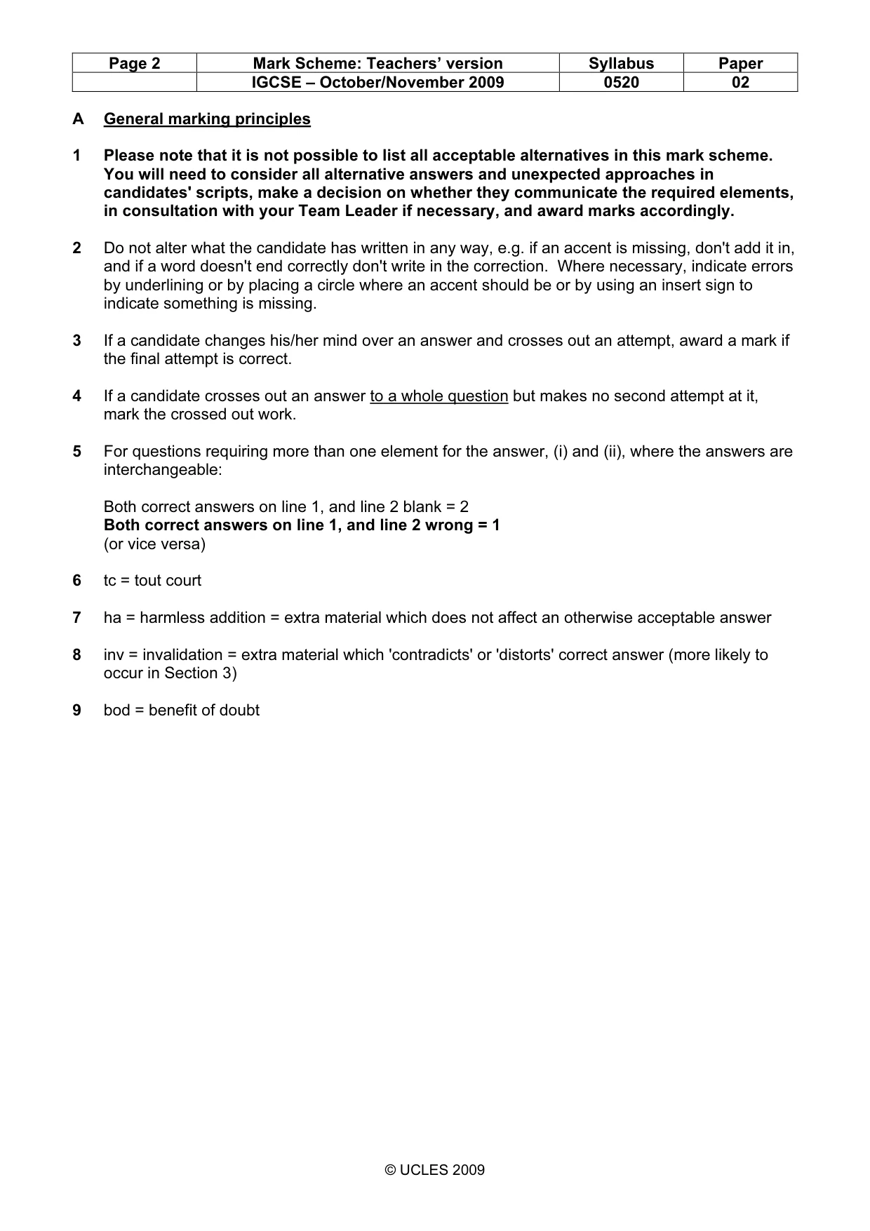 Mark scheme, page 2 of 10