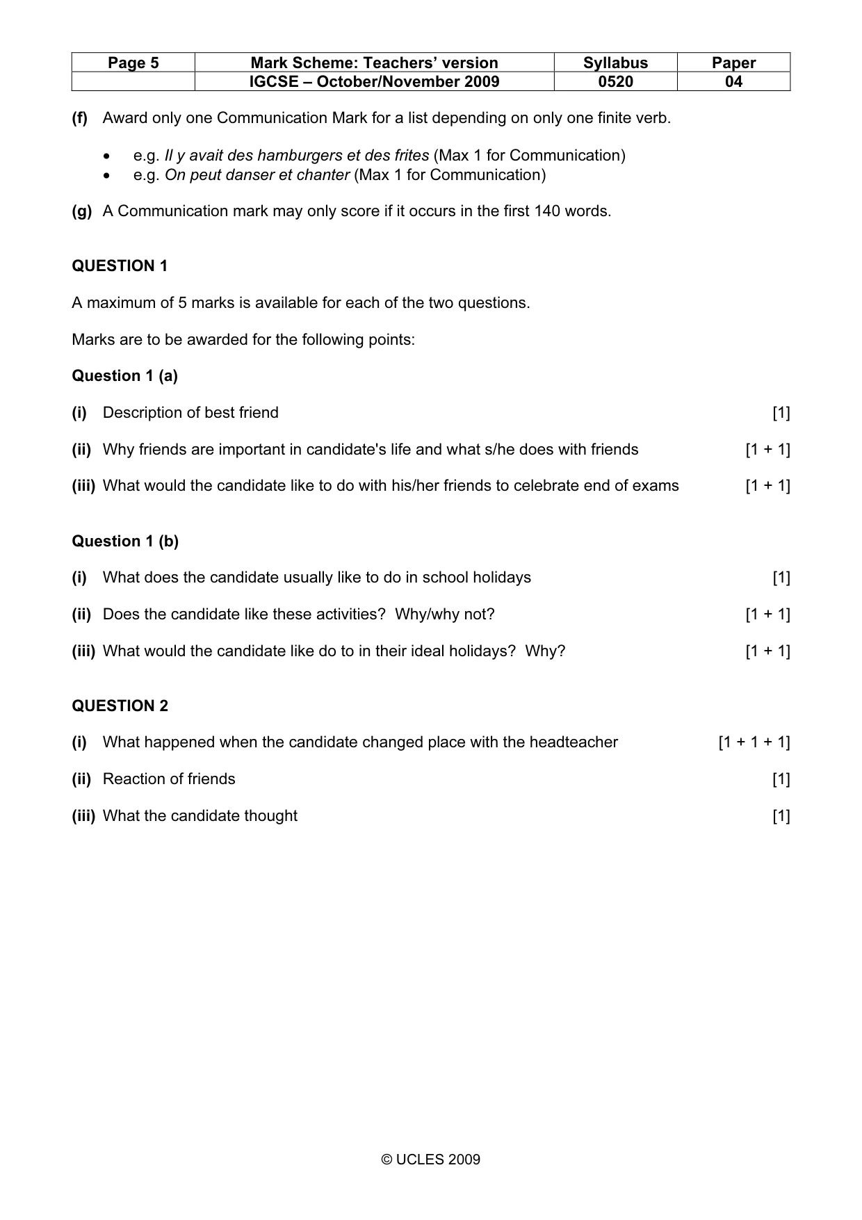 Mark scheme, page 5 of 16