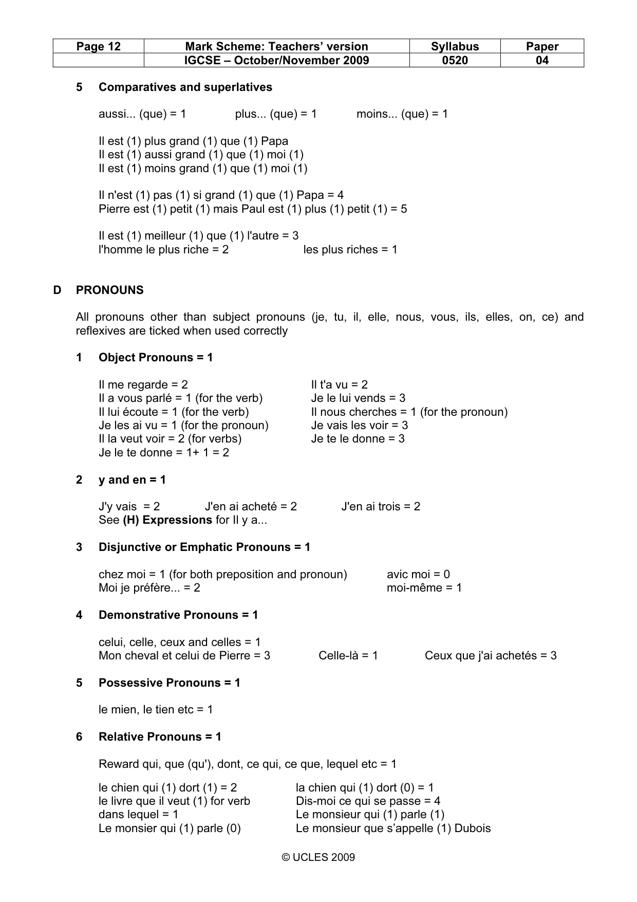 Mark scheme, page 12 of 16