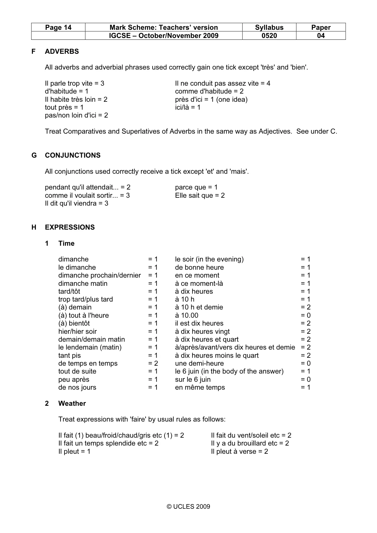 Mark scheme, page 14 of 16
