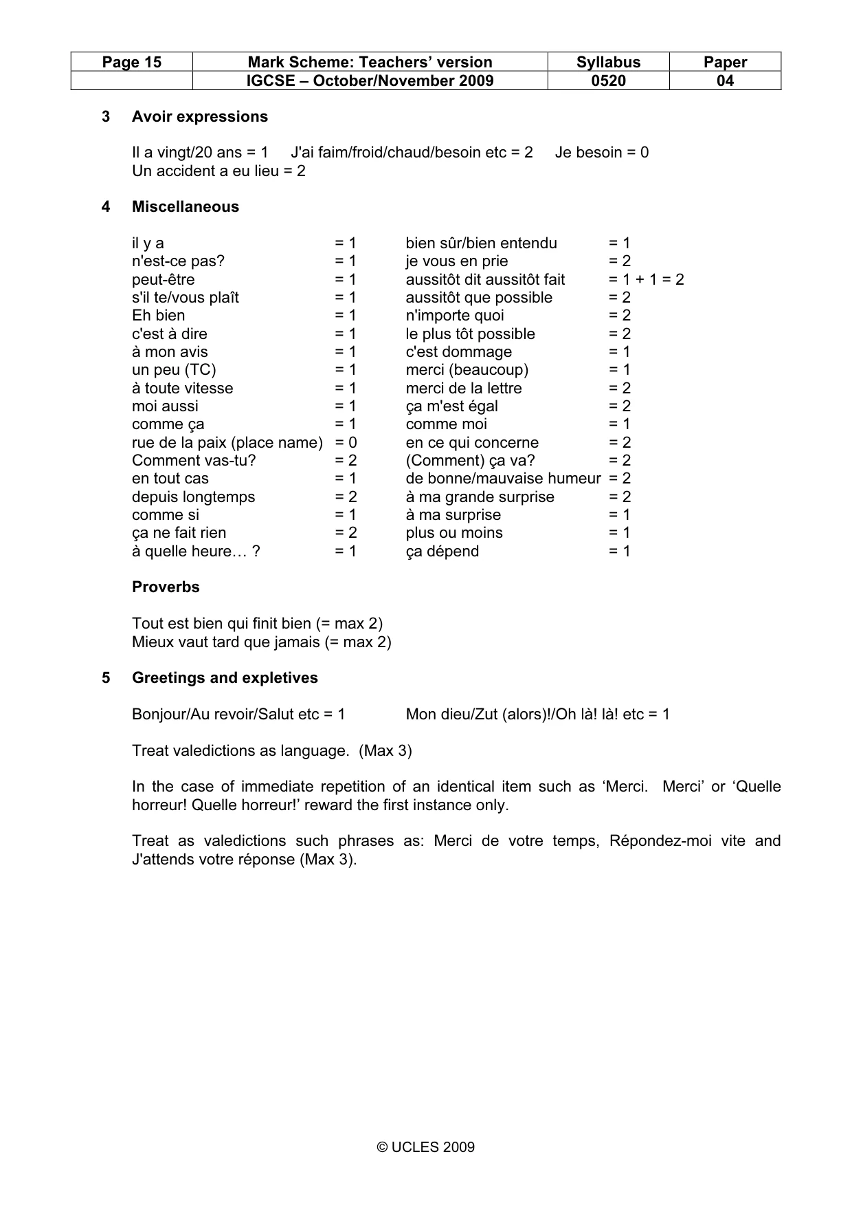 Mark scheme, page 15 of 16