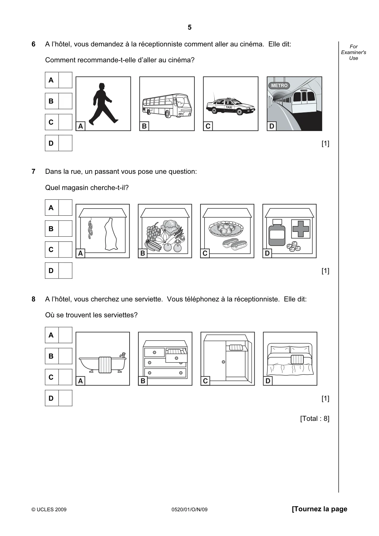 Cambridge IGCSE French - Foreign Language 0520 2009 Oct/Nov Paper 1 · Variant 1 question paper, page 5 of 12