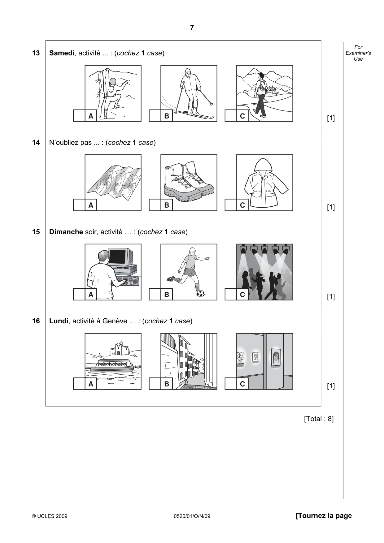 Cambridge IGCSE French - Foreign Language 0520 2009 Oct/Nov Paper 1 · Variant 1 question paper, page 7 of 12