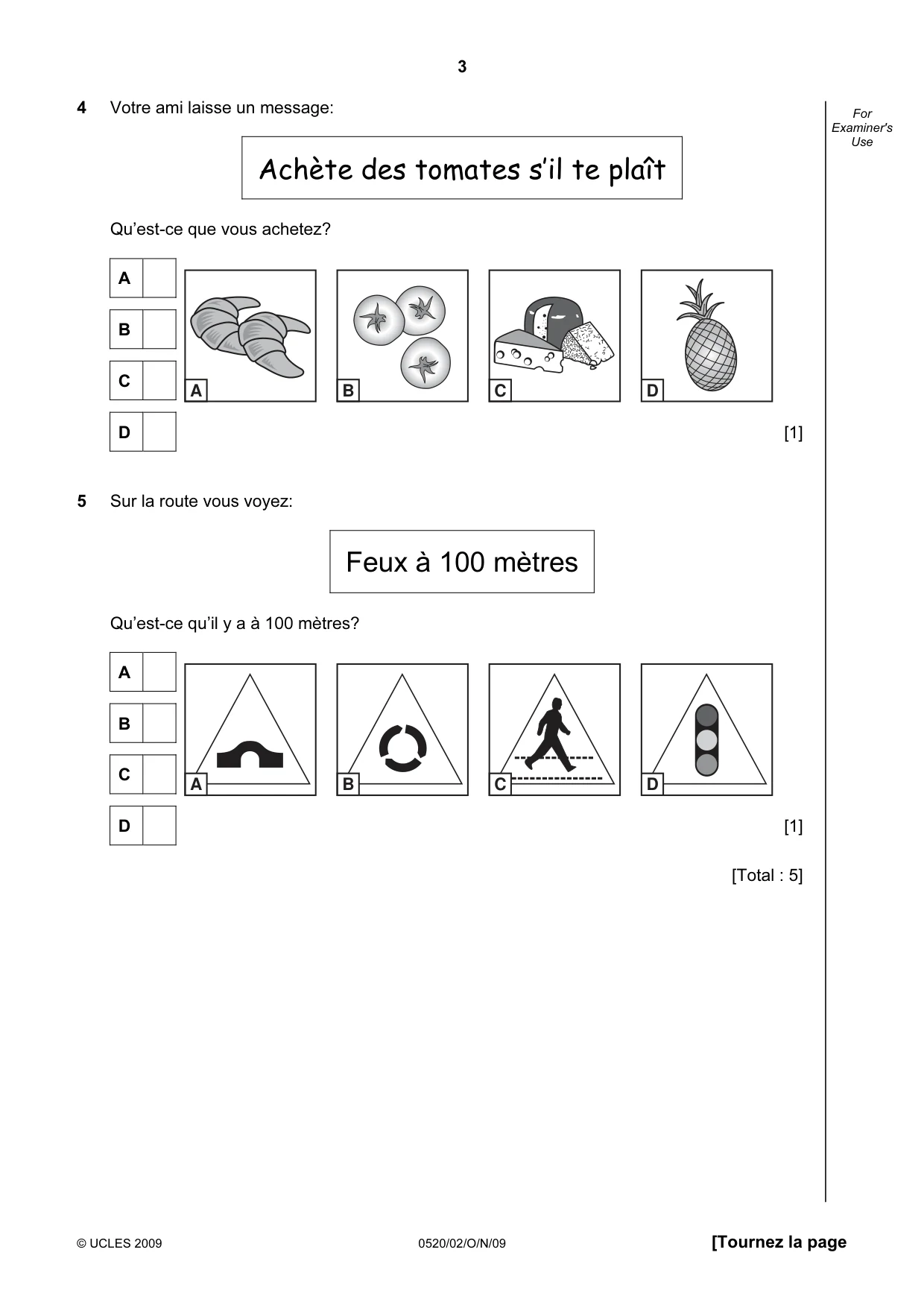 Cambridge IGCSE French - Foreign Language 0520 2009 Oct/Nov Paper 2 · Variant 1 question paper, page 3 of 16
